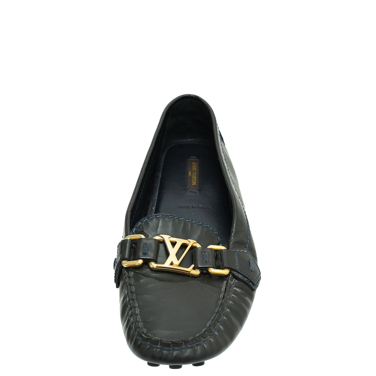 Louis Vuitton Navy Blue Vernis Oxford Loafer 37.5