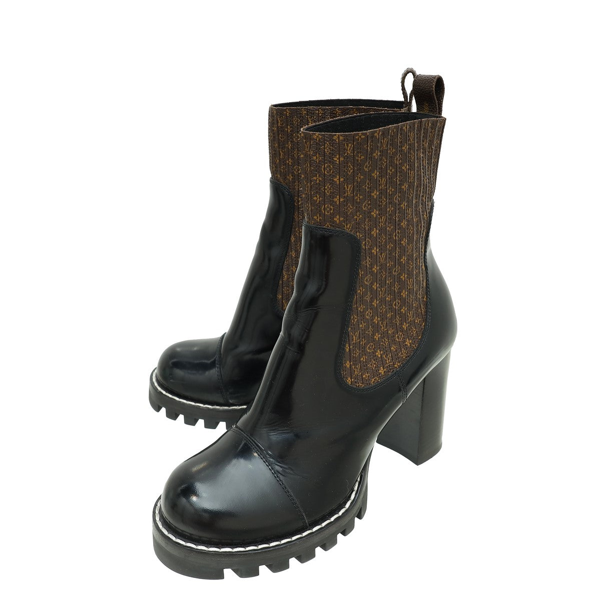 Louis Vuitton Monogram Black Nano Ankle Star Trail Boots 39