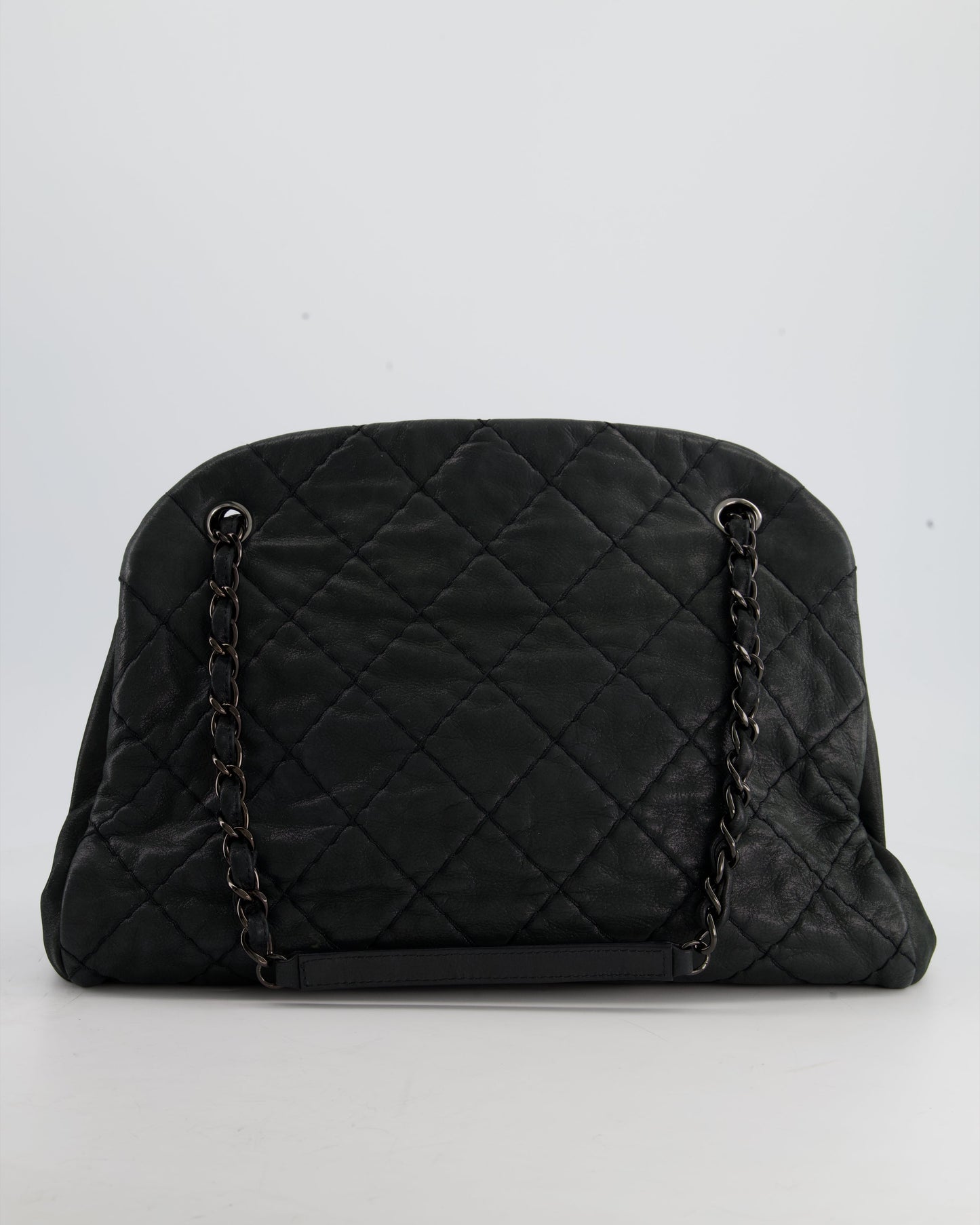 Chanel Charcoal Shimmer Quilted Lambskin CC Shoulder Bag with So Black Hardware