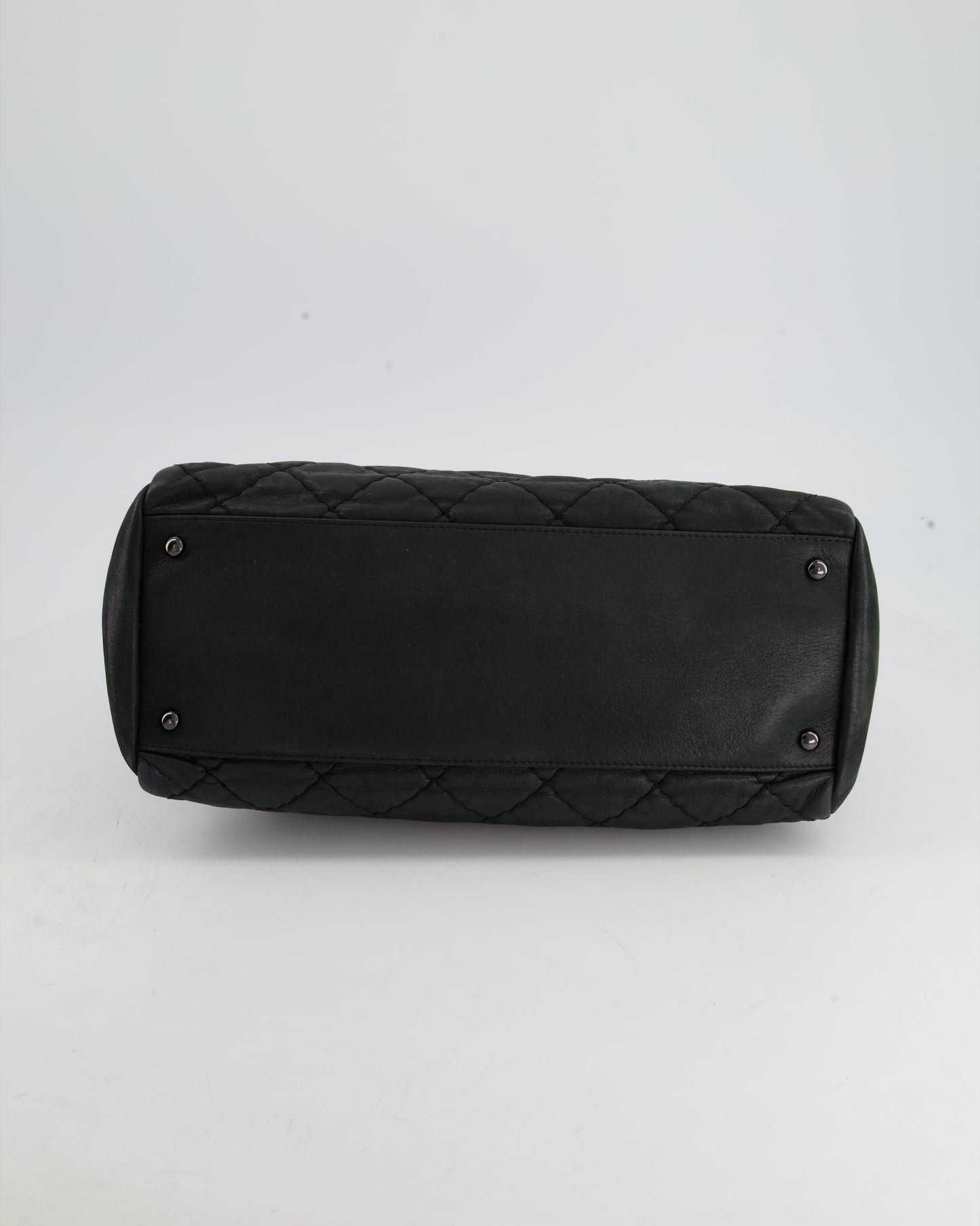 Chanel Charcoal Shimmer Quilted Lambskin CC Shoulder Bag with So Black Hardware