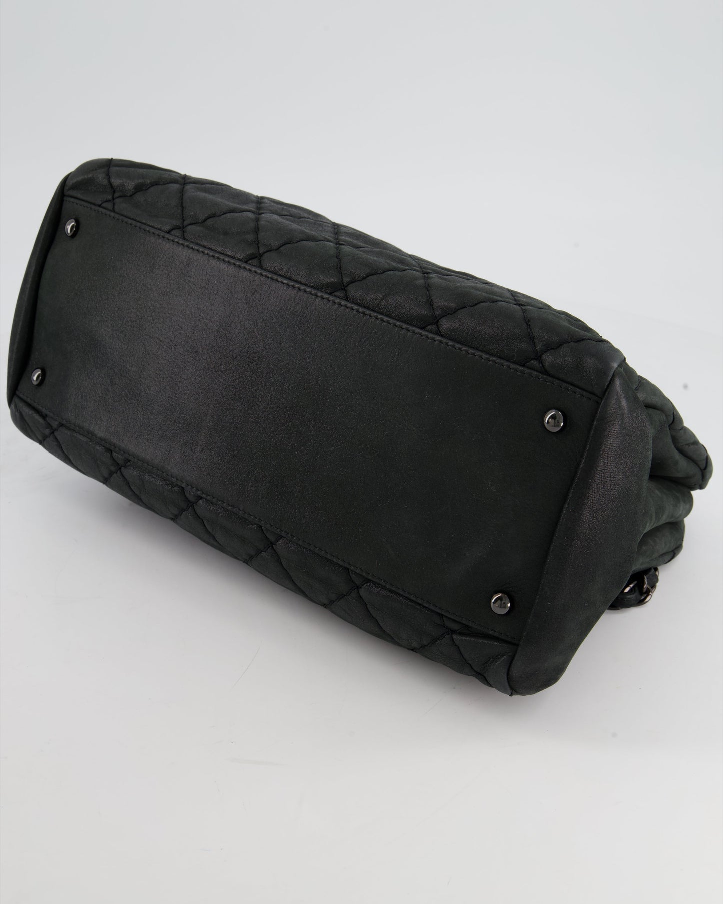 Chanel Charcoal Shimmer Quilted Lambskin CC Shoulder Bag with So Black Hardware