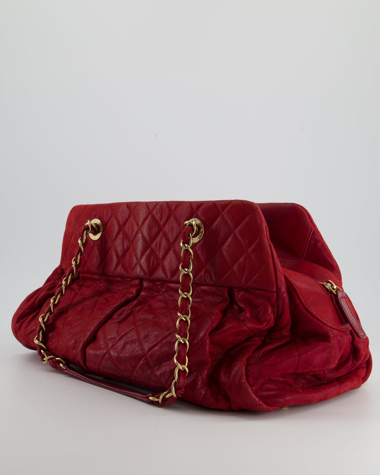 Chanel Burgundy Mademoiselle Shoulder Bag in Nubuck Leather and Gold Hardware