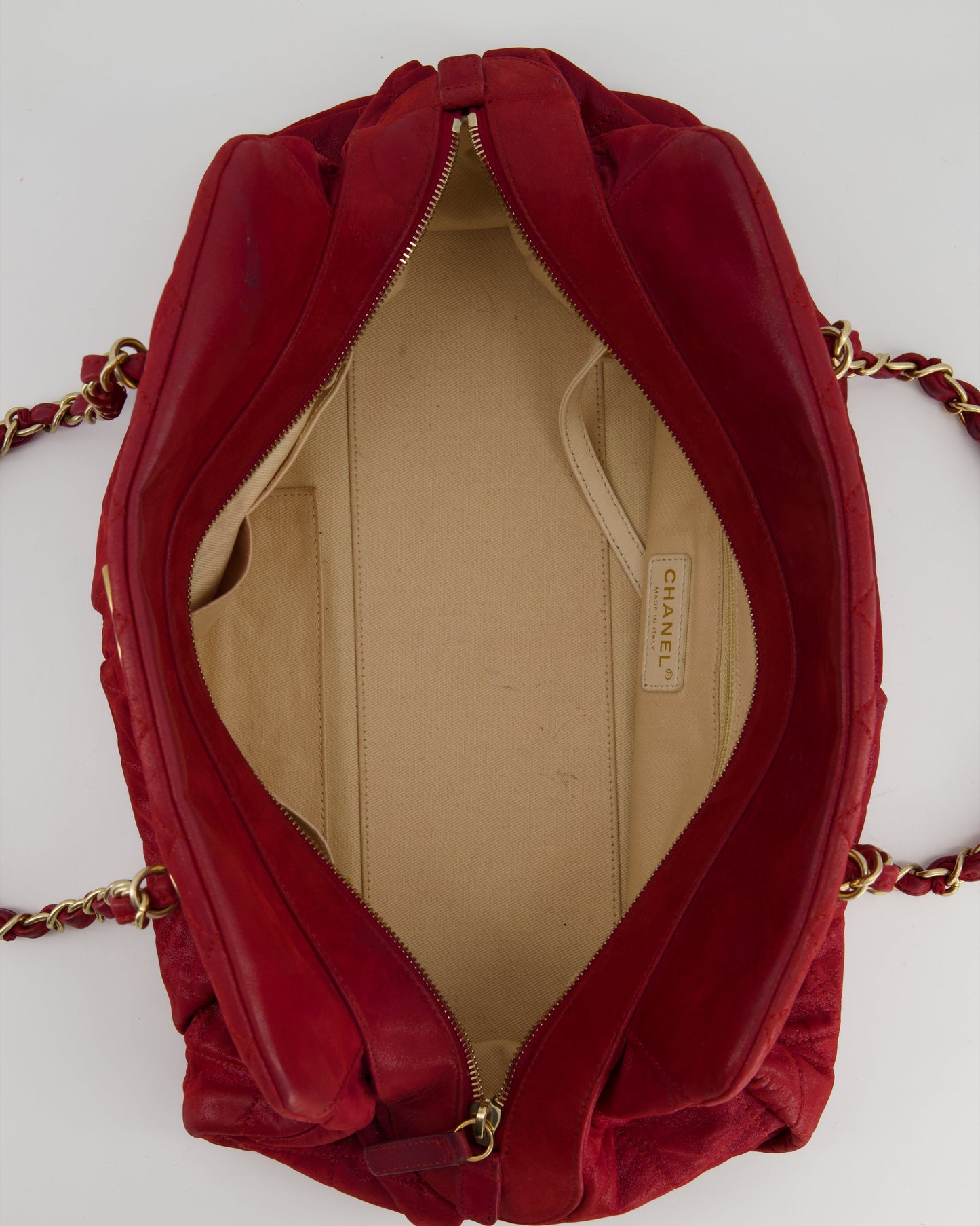 Chanel Burgundy Mademoiselle Shoulder Bag in Nubuck Leather and Gold Hardware