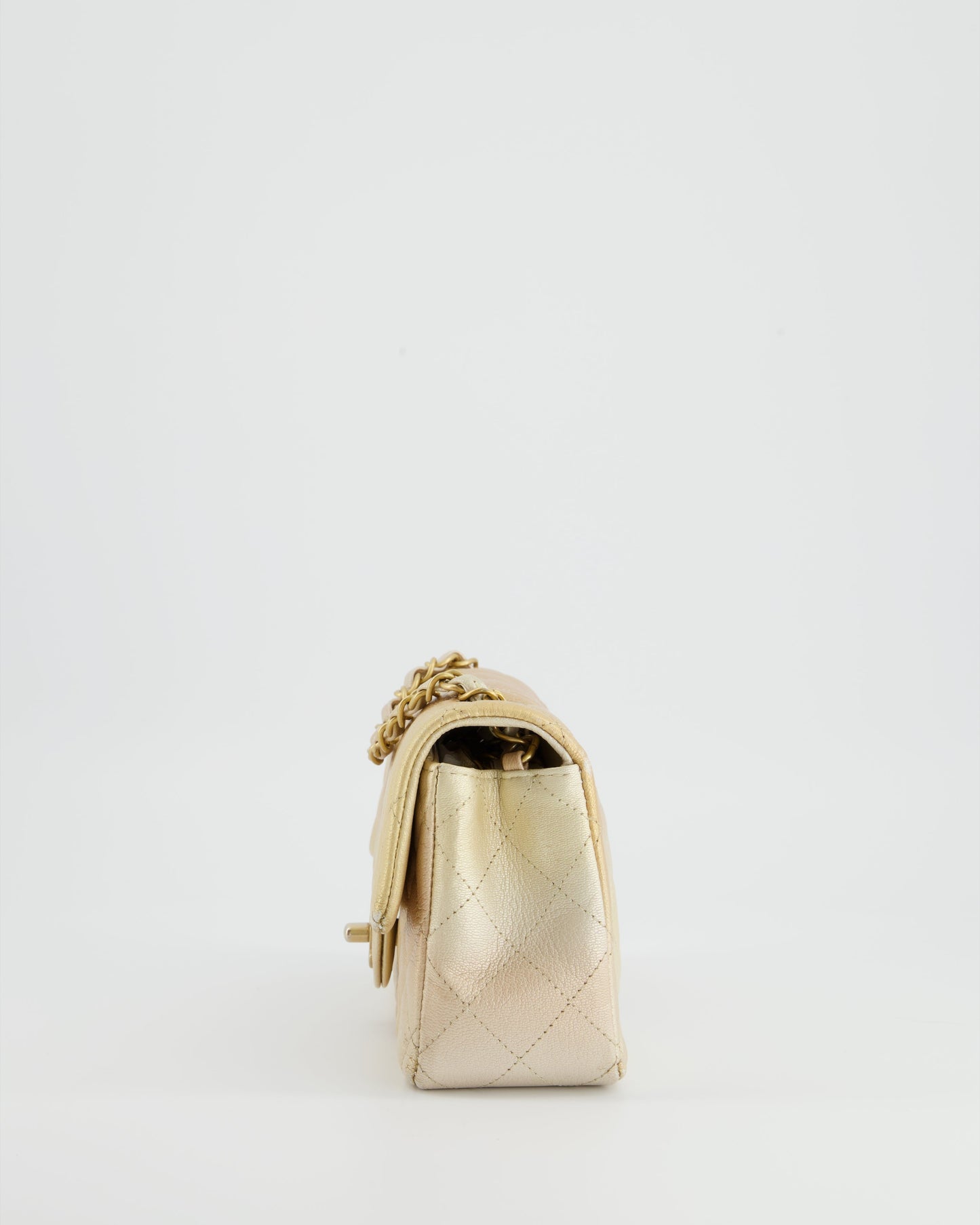 *UNICORN* Chanel Metallic Gold Ombre Mini Rectangular in Aged Calfskin with Brushed Gold Hardware