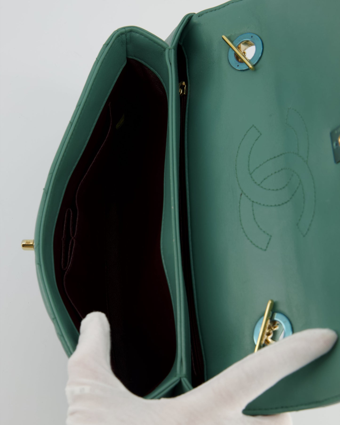 Chanel Teal Trendy CC Shoulder Bag in Lambskin Leather with Gold Hardware