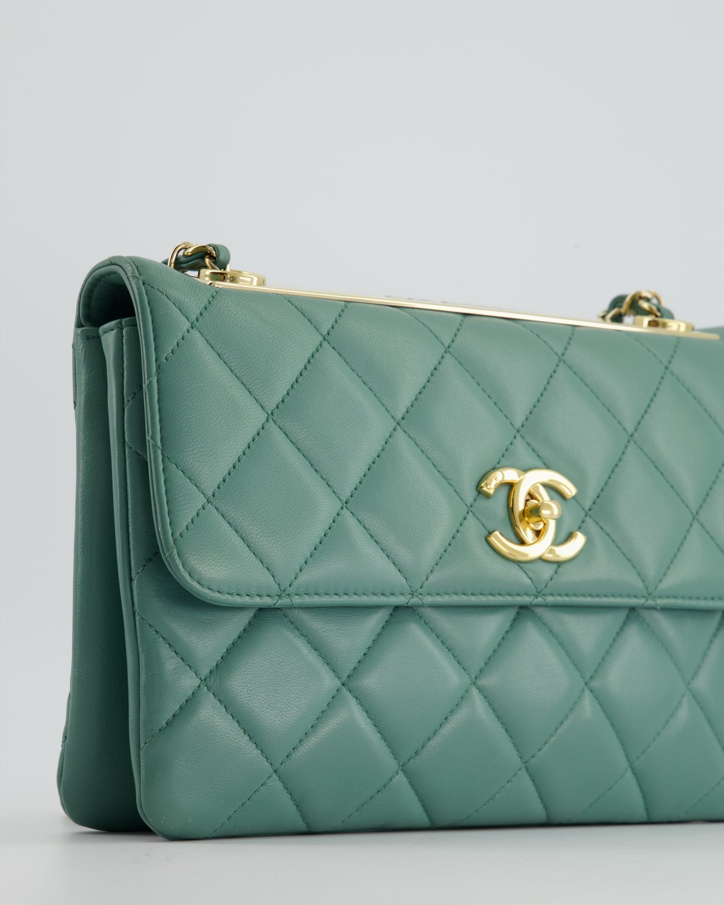 Chanel Teal Trendy CC Shoulder Bag in Lambskin Leather with Gold Hardware