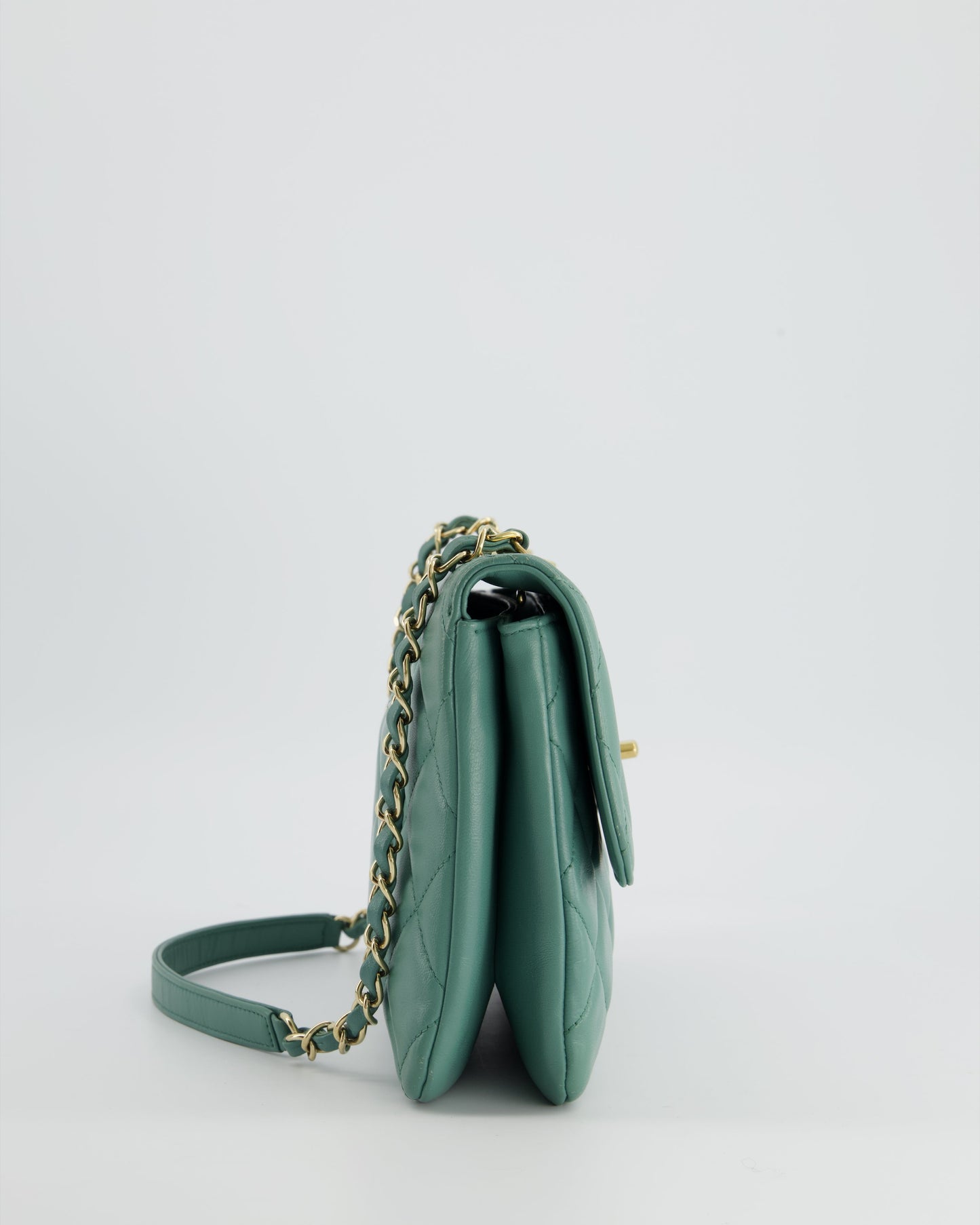 Chanel Teal Trendy CC Shoulder Bag in Lambskin Leather with Gold Hardware