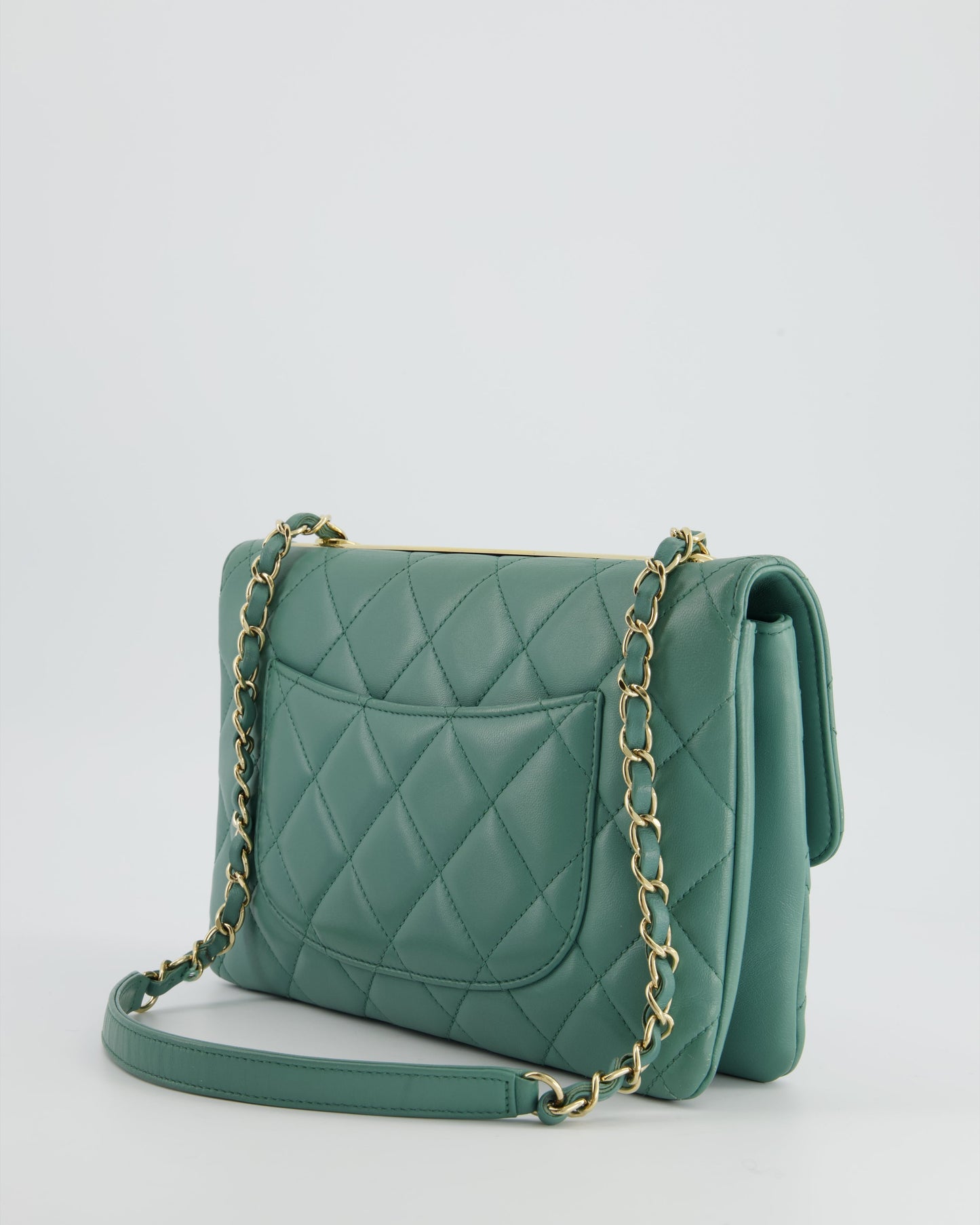 Chanel Teal Trendy CC Shoulder Bag in Lambskin Leather with Gold Hardware