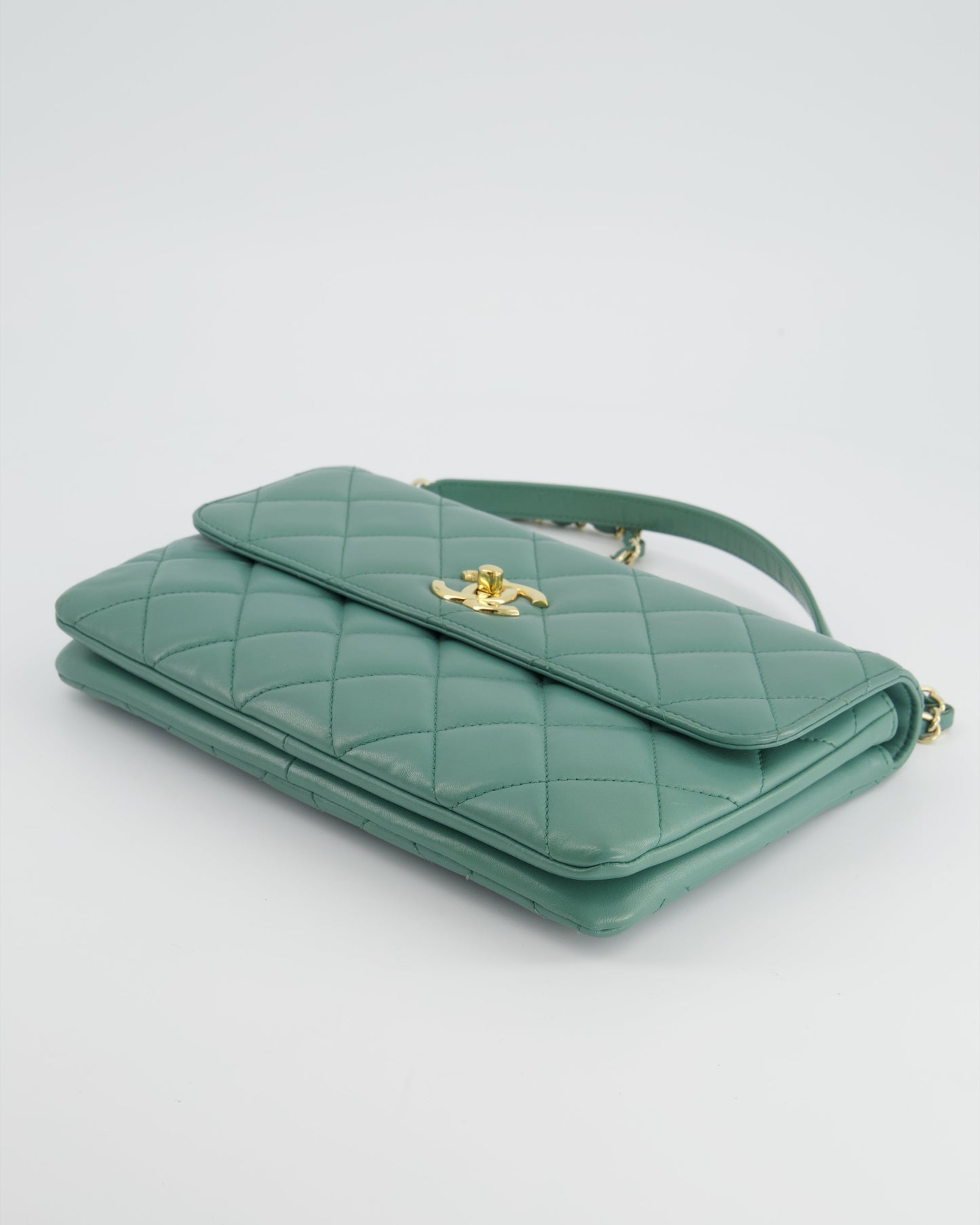 Chanel Teal Trendy CC Shoulder Bag in Lambskin Leather with Gold Hardware