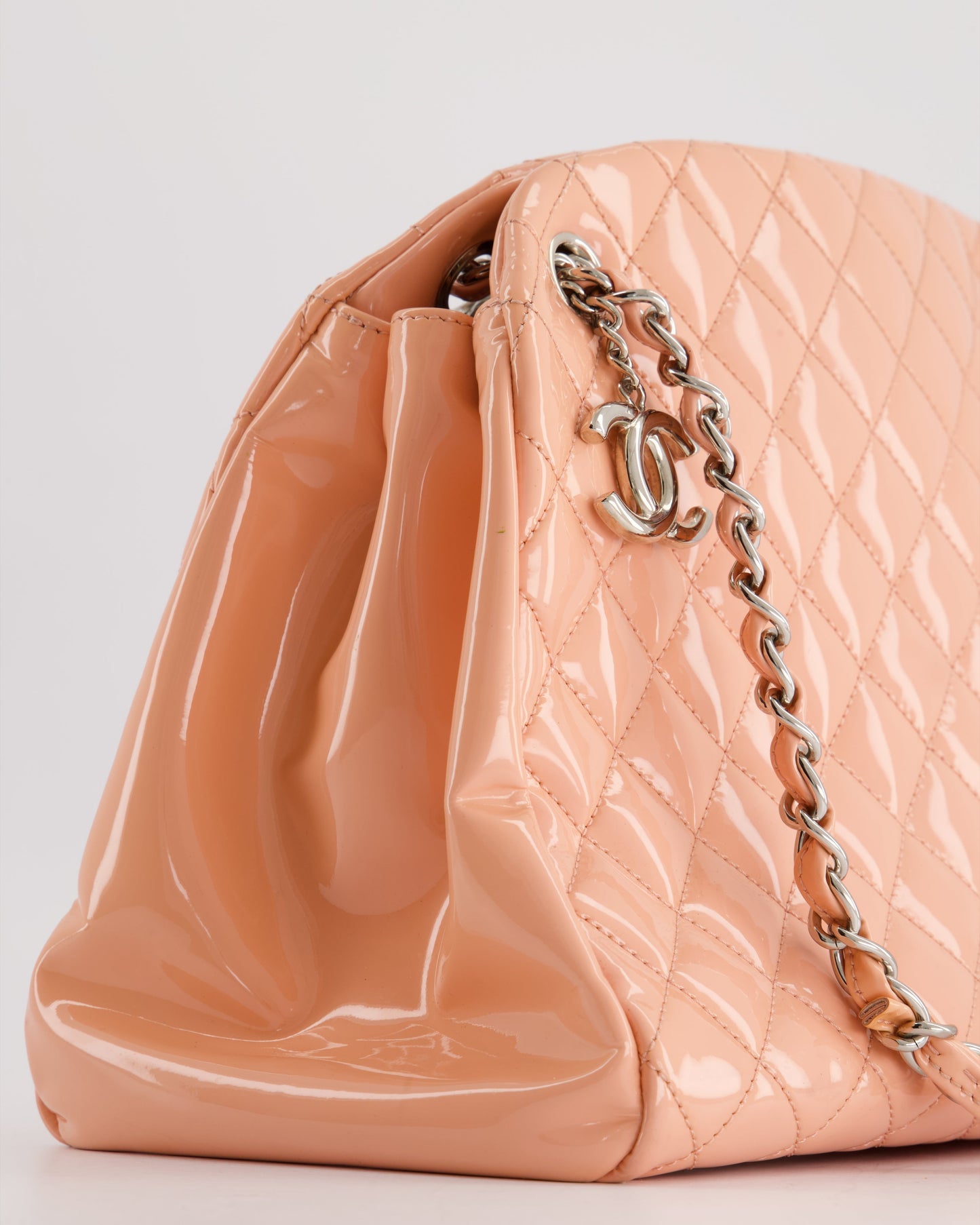 Chanel Pink Patent Mademoiselle Shoulder Bag with Silver Hardware