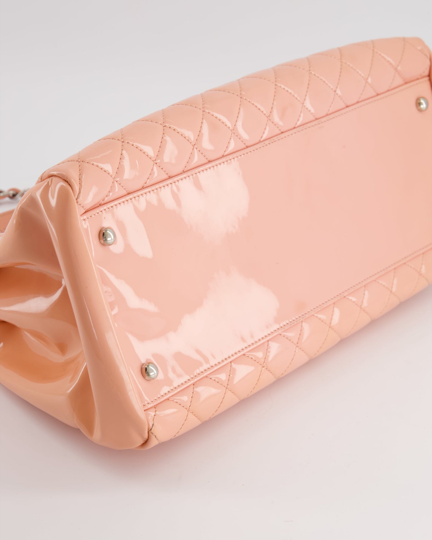 Chanel Pink Patent Mademoiselle Shoulder Bag with Silver Hardware