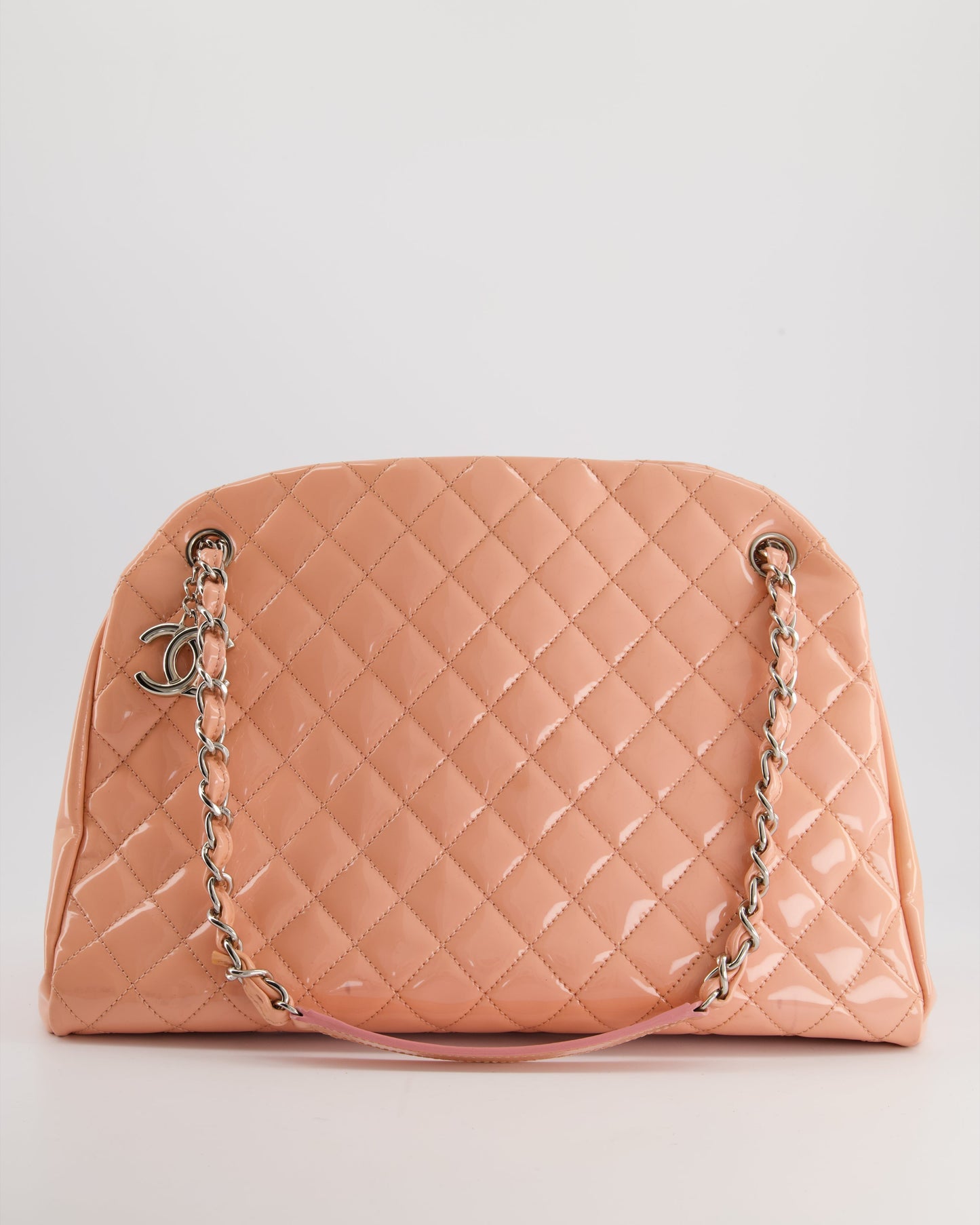 Chanel Pink Patent Mademoiselle Shoulder Bag with Silver Hardware