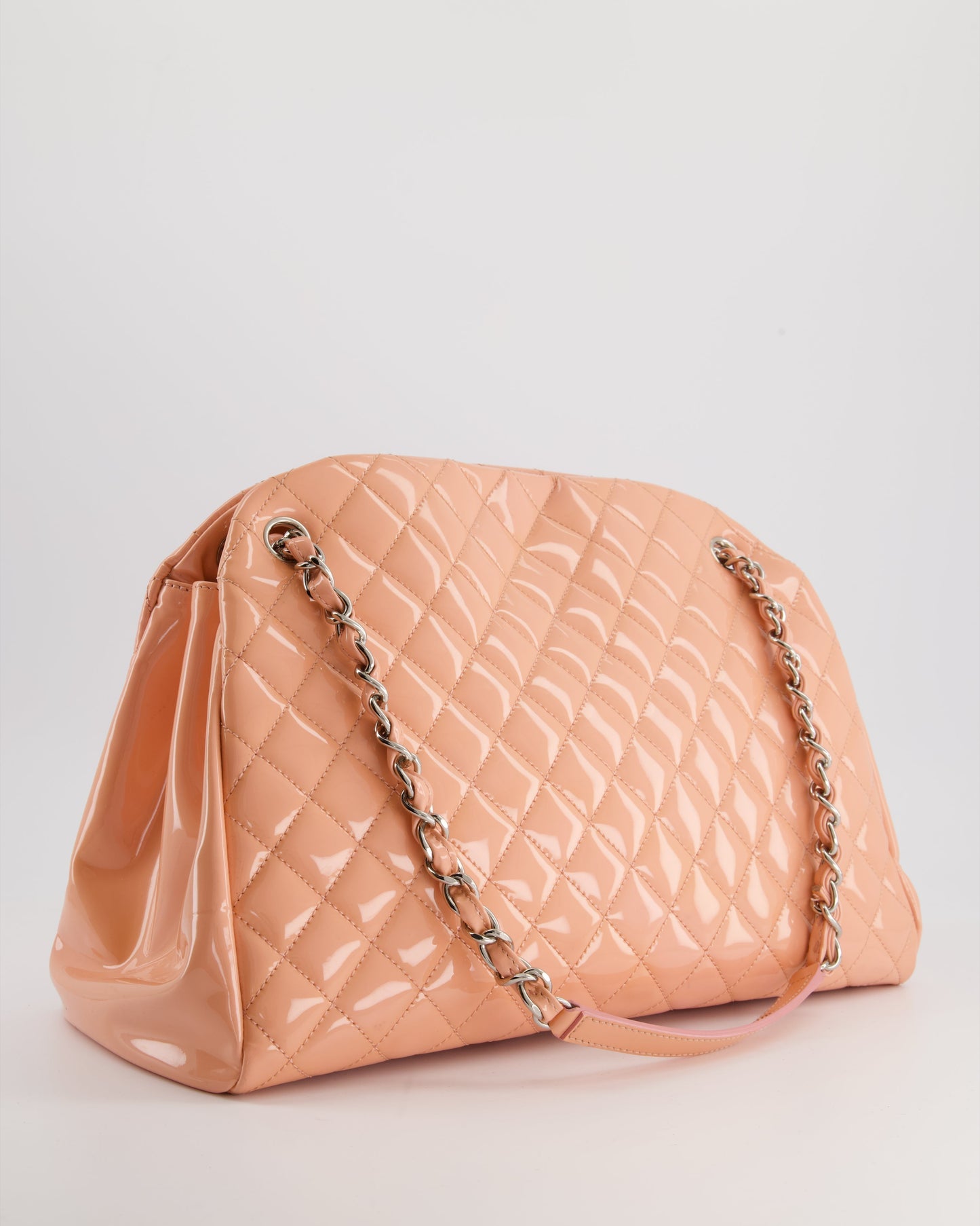 Chanel Pink Patent Mademoiselle Shoulder Bag with Silver Hardware