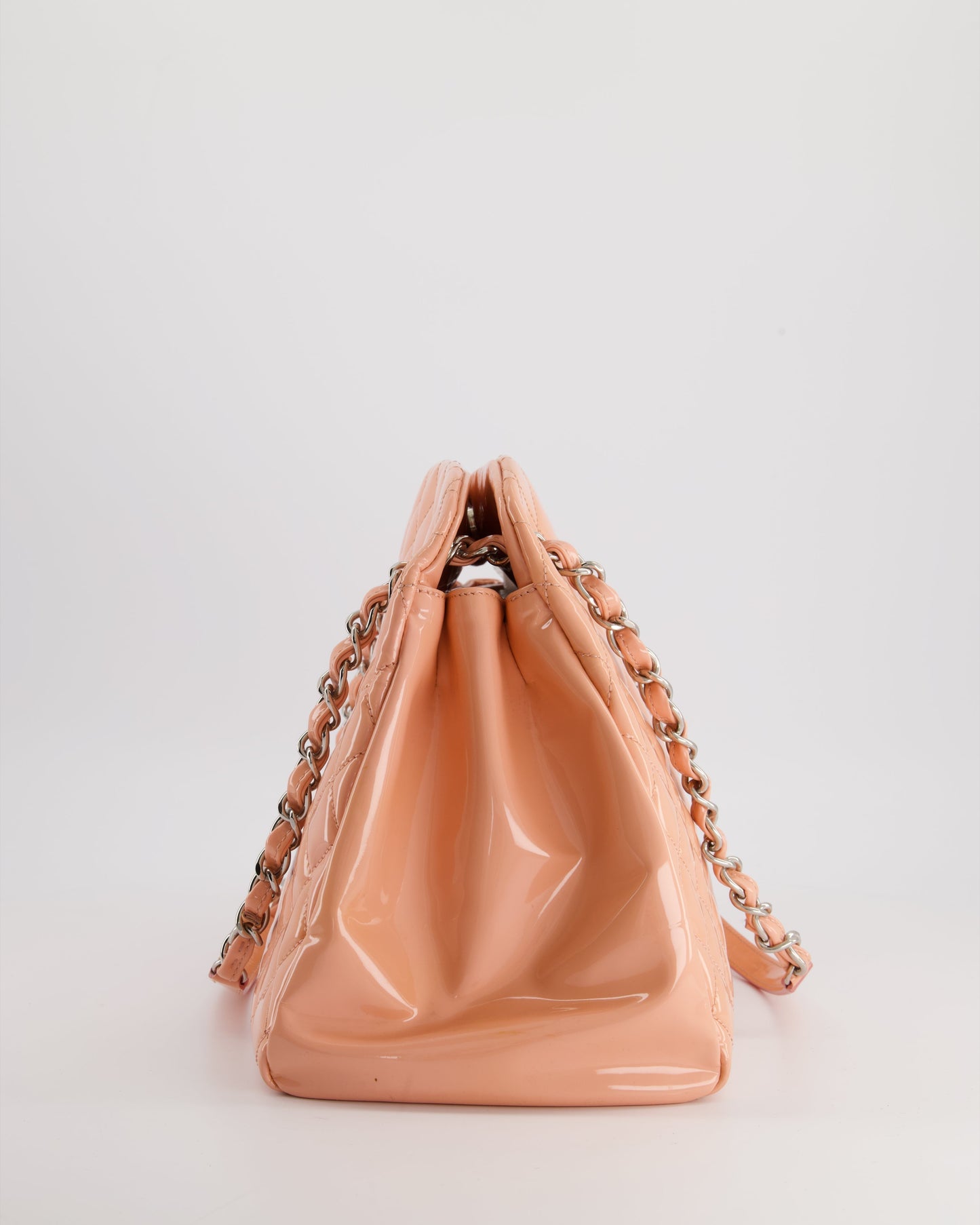 Chanel Pink Patent Mademoiselle Shoulder Bag with Silver Hardware