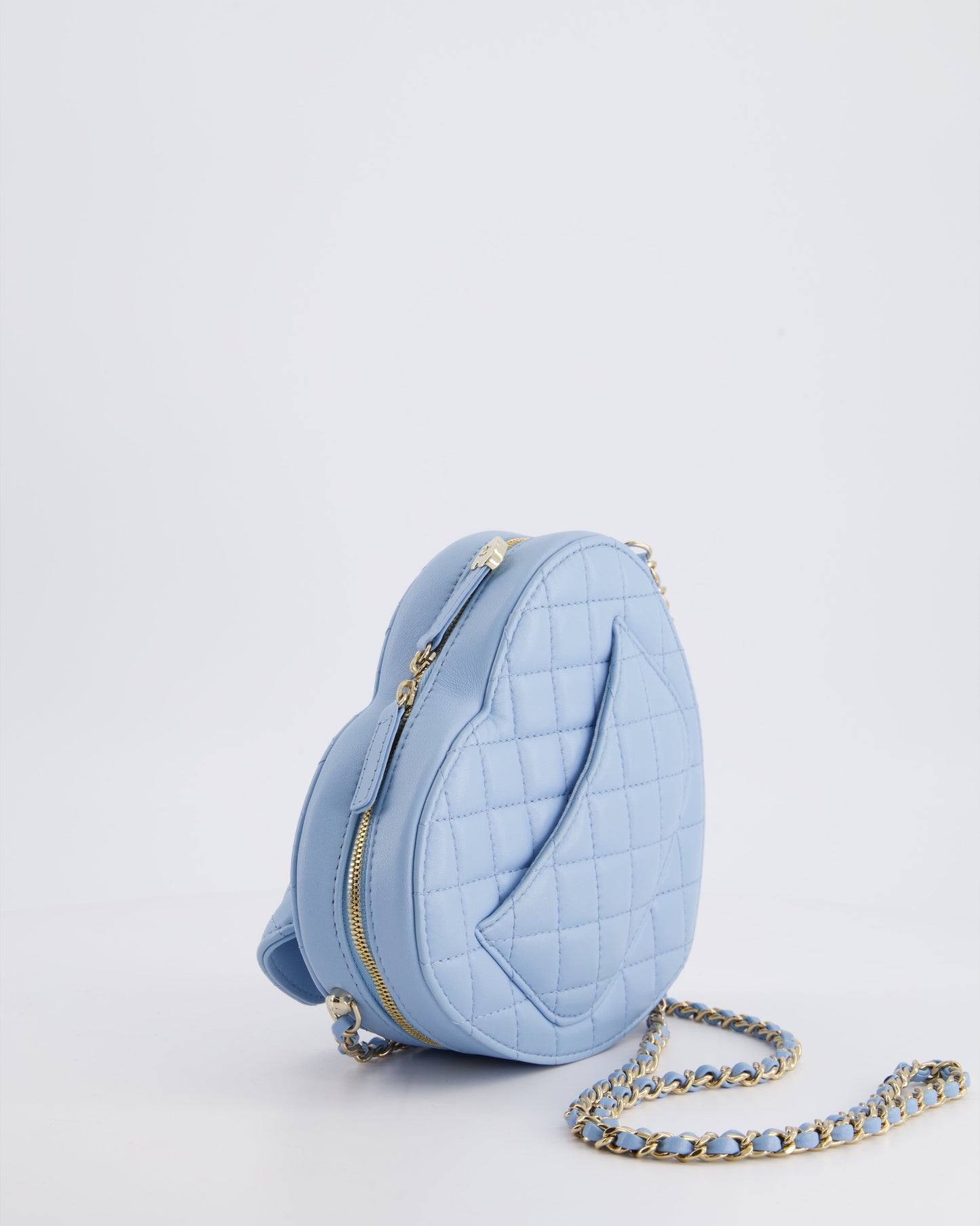 Chanel Baby Blue Heart Clutch with Chain and Champagne Gold Hardware