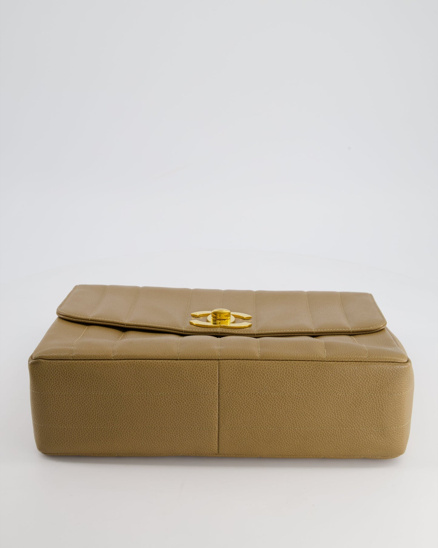 VINTAGE* Chanel Caramel Jumbo Mademoiselle Caviar Flap Bag with Vertical Stitch Detail & 24K Gold Hardware