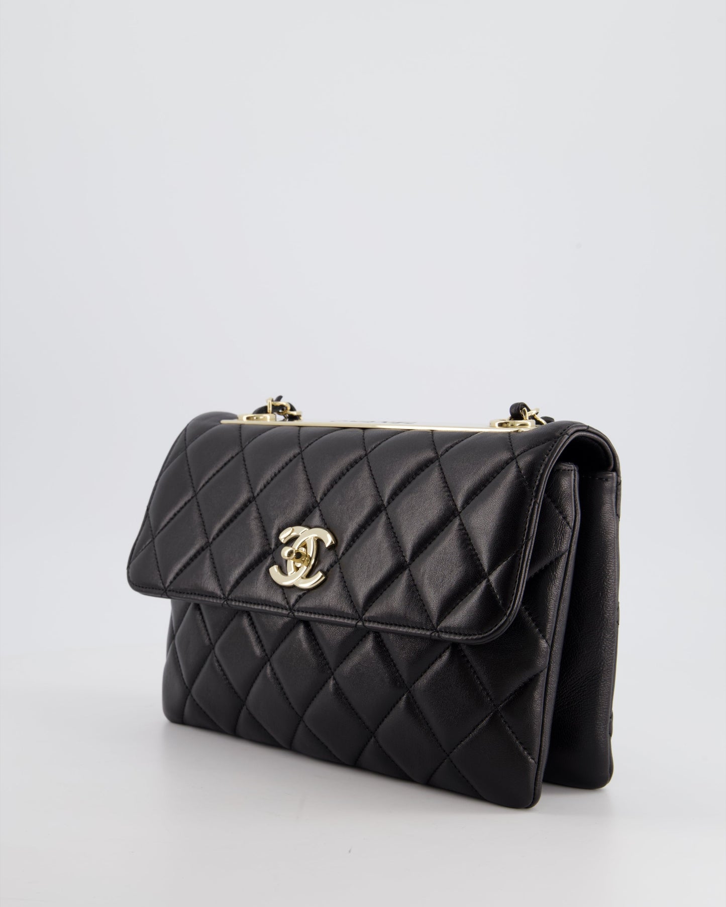 Chanel Black Trendy CC Shoulder Bag in Lambskin Leather with Champagne Gold Hardware