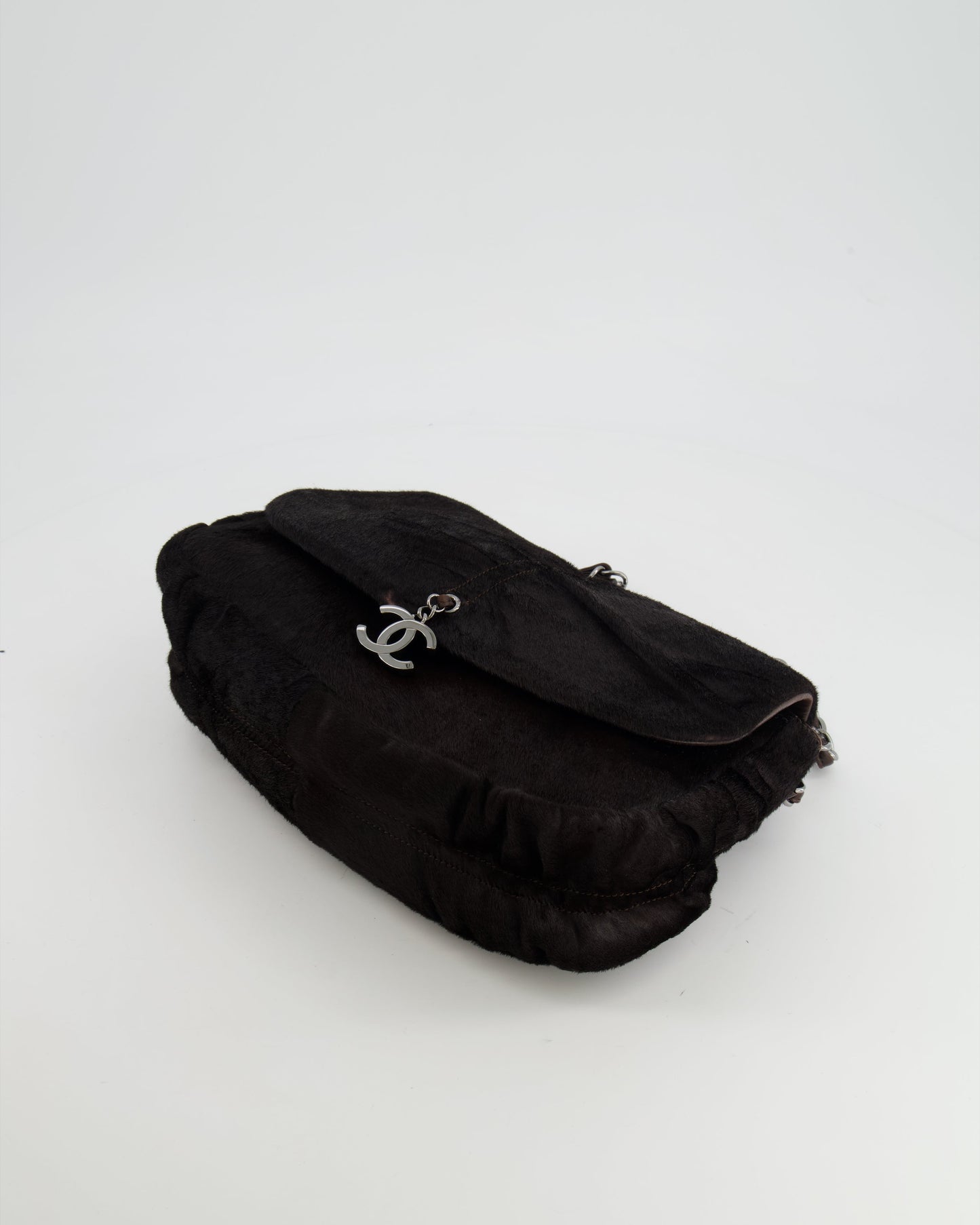 Chanel Chocolate Brown Ponyhair Single Flap Shoulder Bag with Silver Hardware