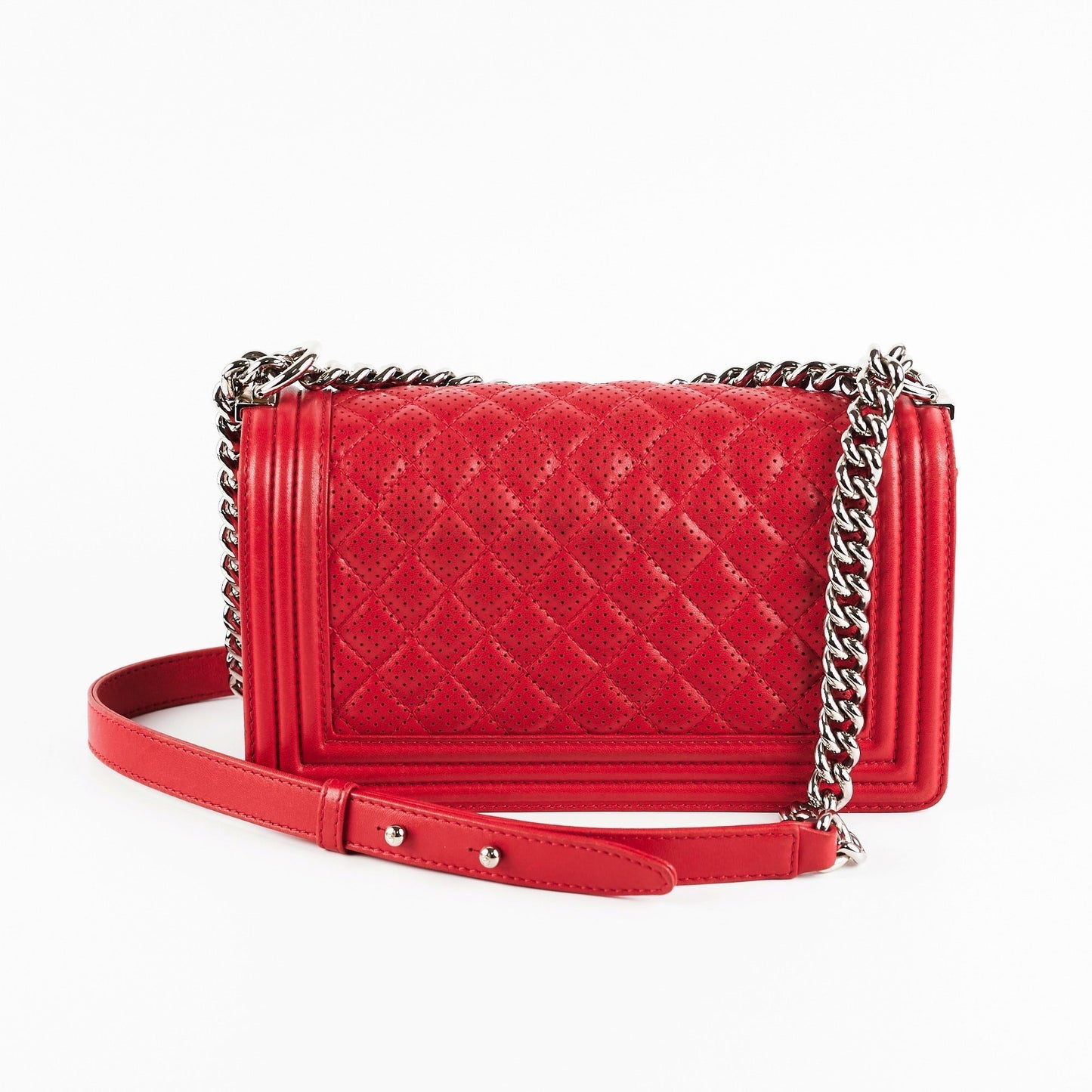 Chanel Old Boy Medium Red Peforated Shoulder Bag
