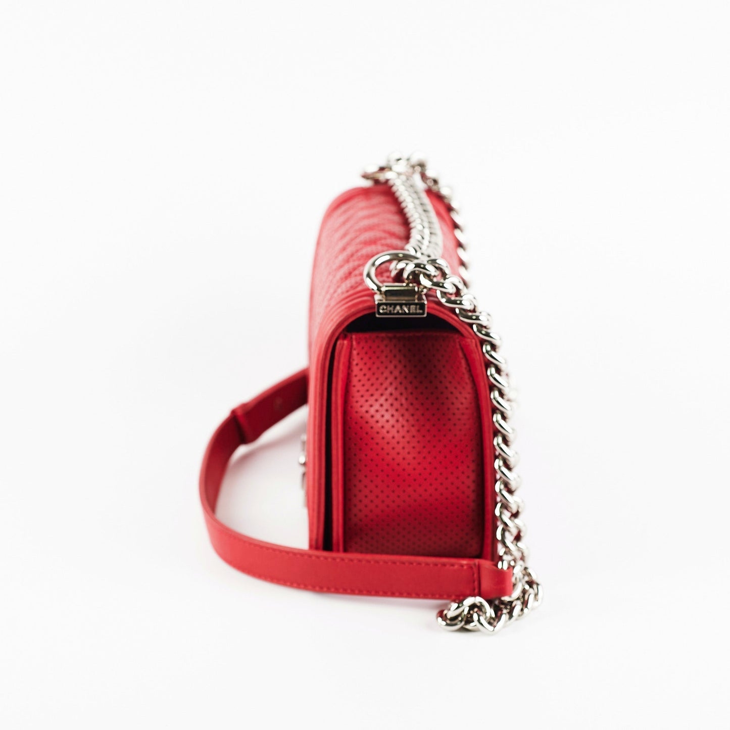 Chanel Old Boy Medium Red Peforated Shoulder Bag