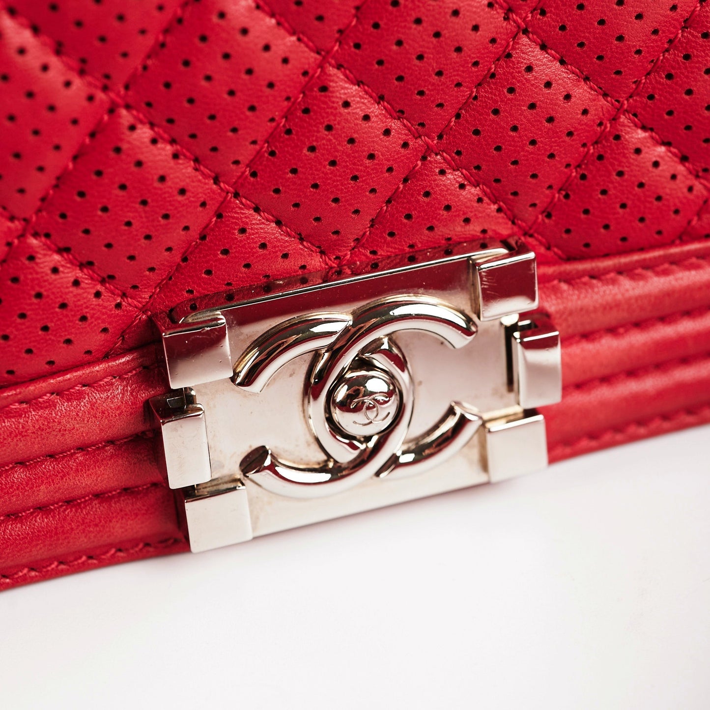 Chanel Old Boy Medium Red Peforated Shoulder Bag