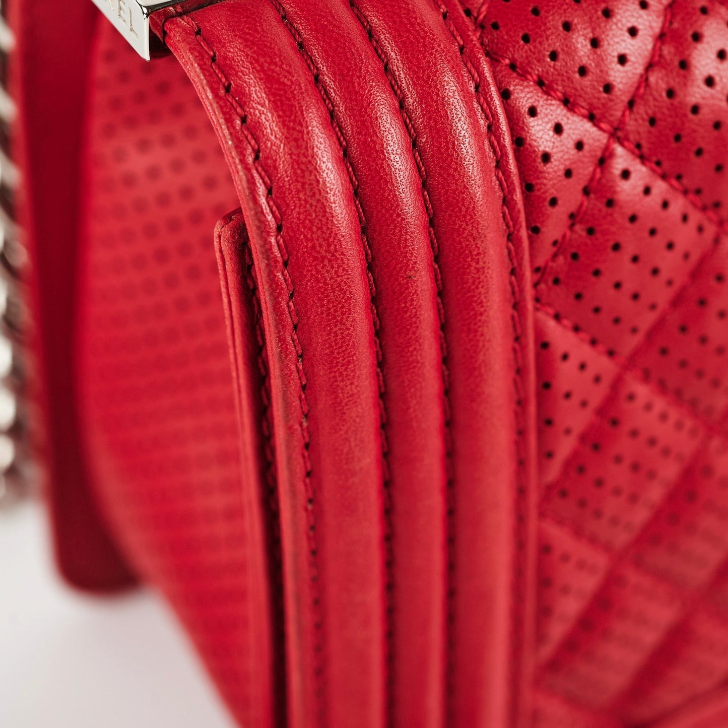 Chanel Old Boy Medium Red Peforated Shoulder Bag