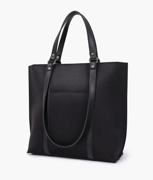 Black suede double-handle Tote Bags