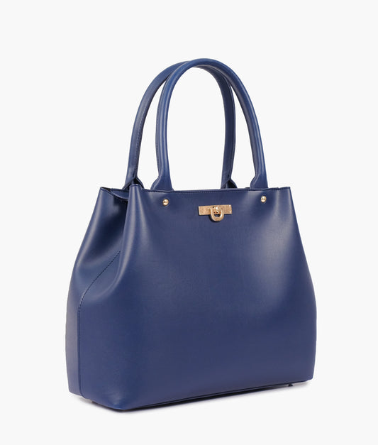 Blue zipper Tote Bags