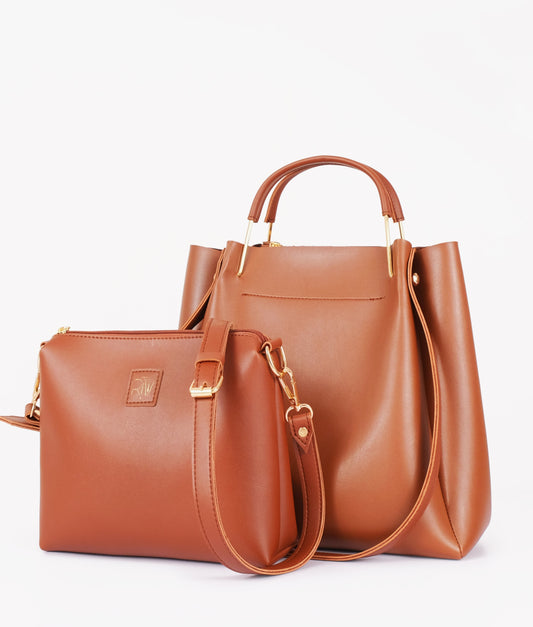 Brown metal handle Tote Bags