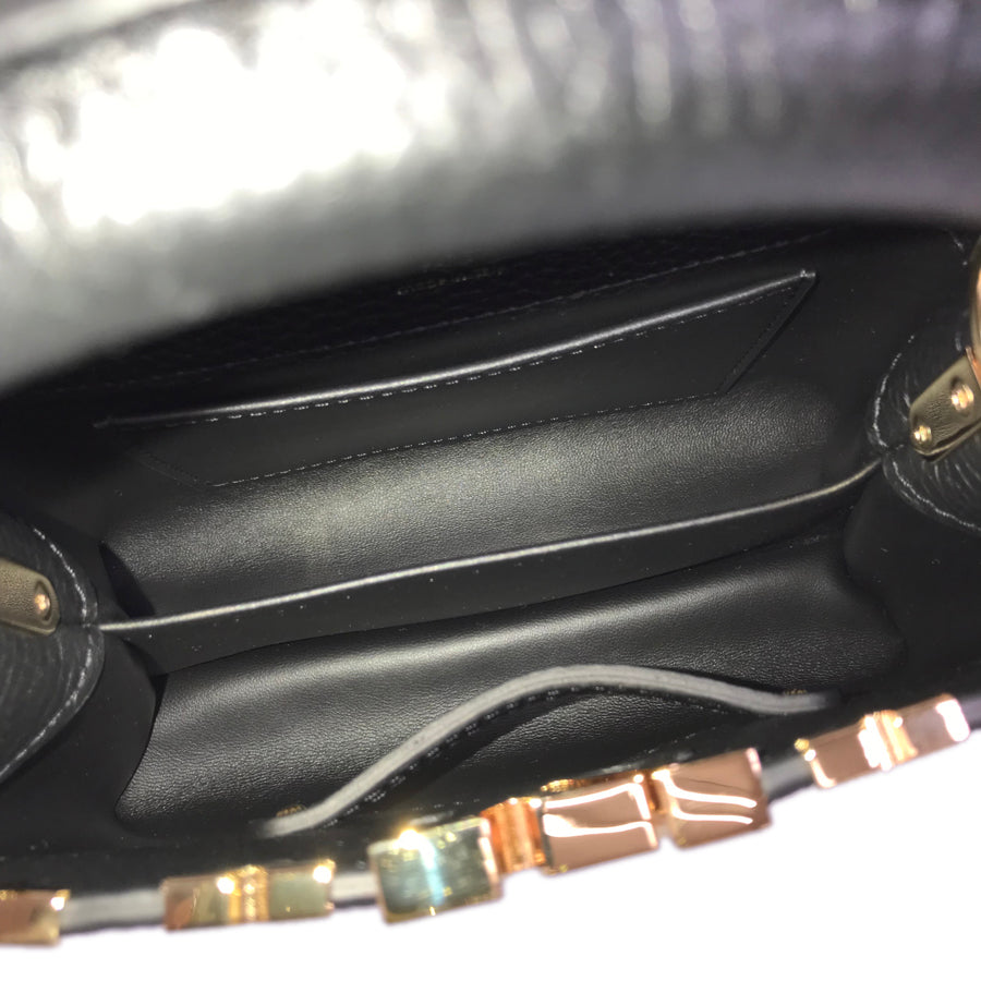 LOUIS VUITTON Taurillon Clemence 2WAY Shoulder Gold Hardware Handbag