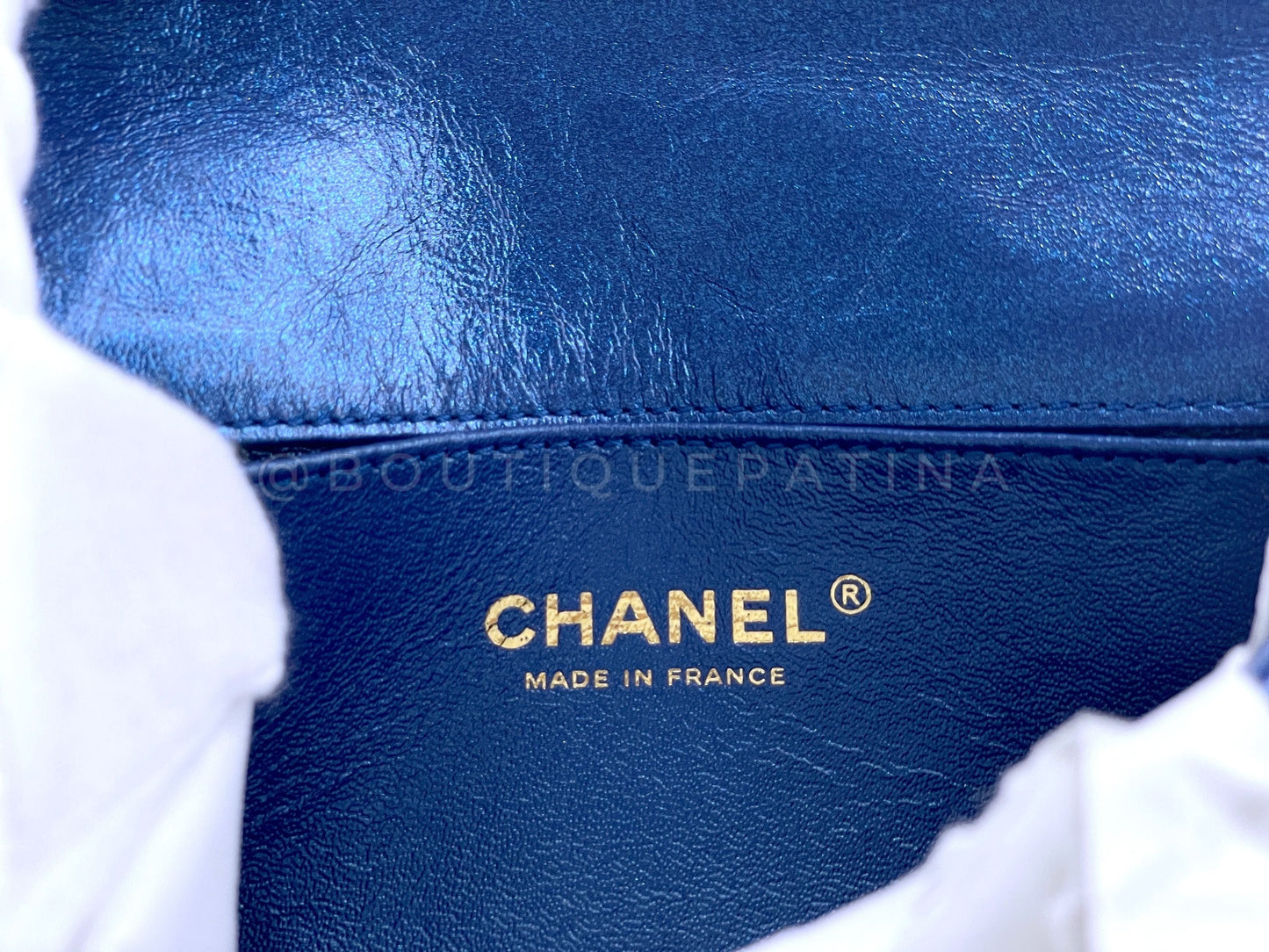 NIB 19A Chanel Reissue Waist Bag Fanny Pack Iridescent Sapphire Blue