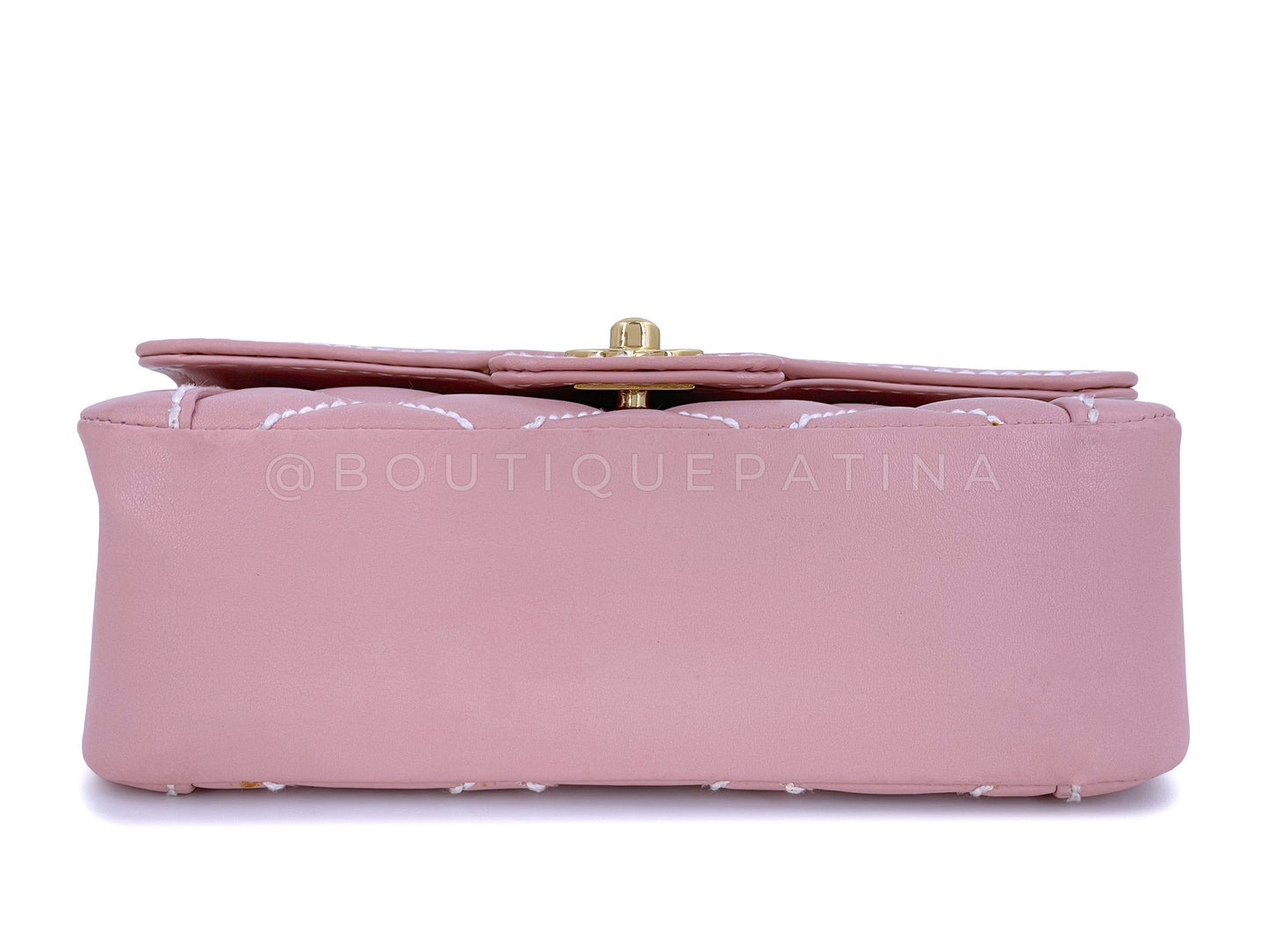 Rare 2005 Vintage Chanel Mauve Pink Wild Stitch Surpique Baby Mini Kelly Flap Bag 24k GHW