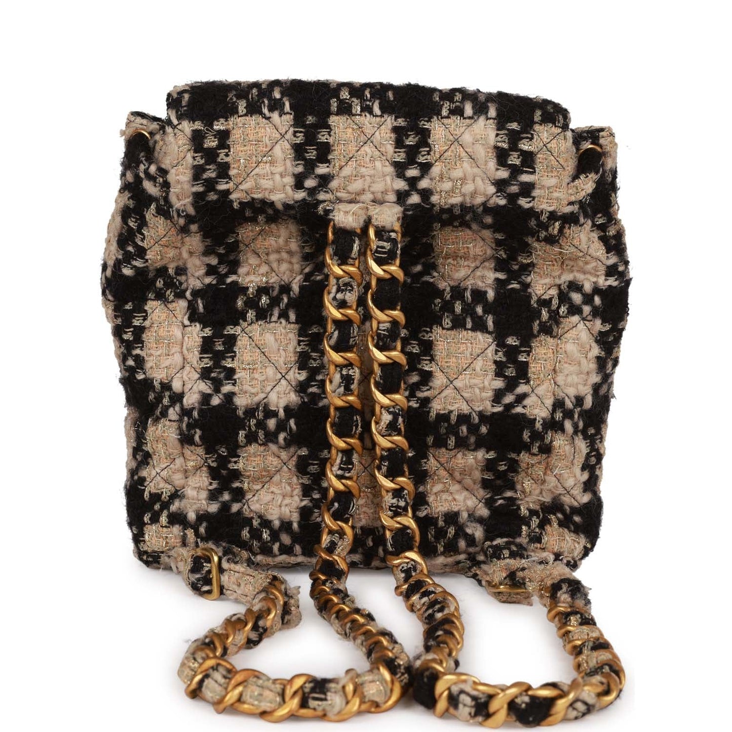 Vintage Chanel Duma  pack Beige and Black Tweed Gold Hardware