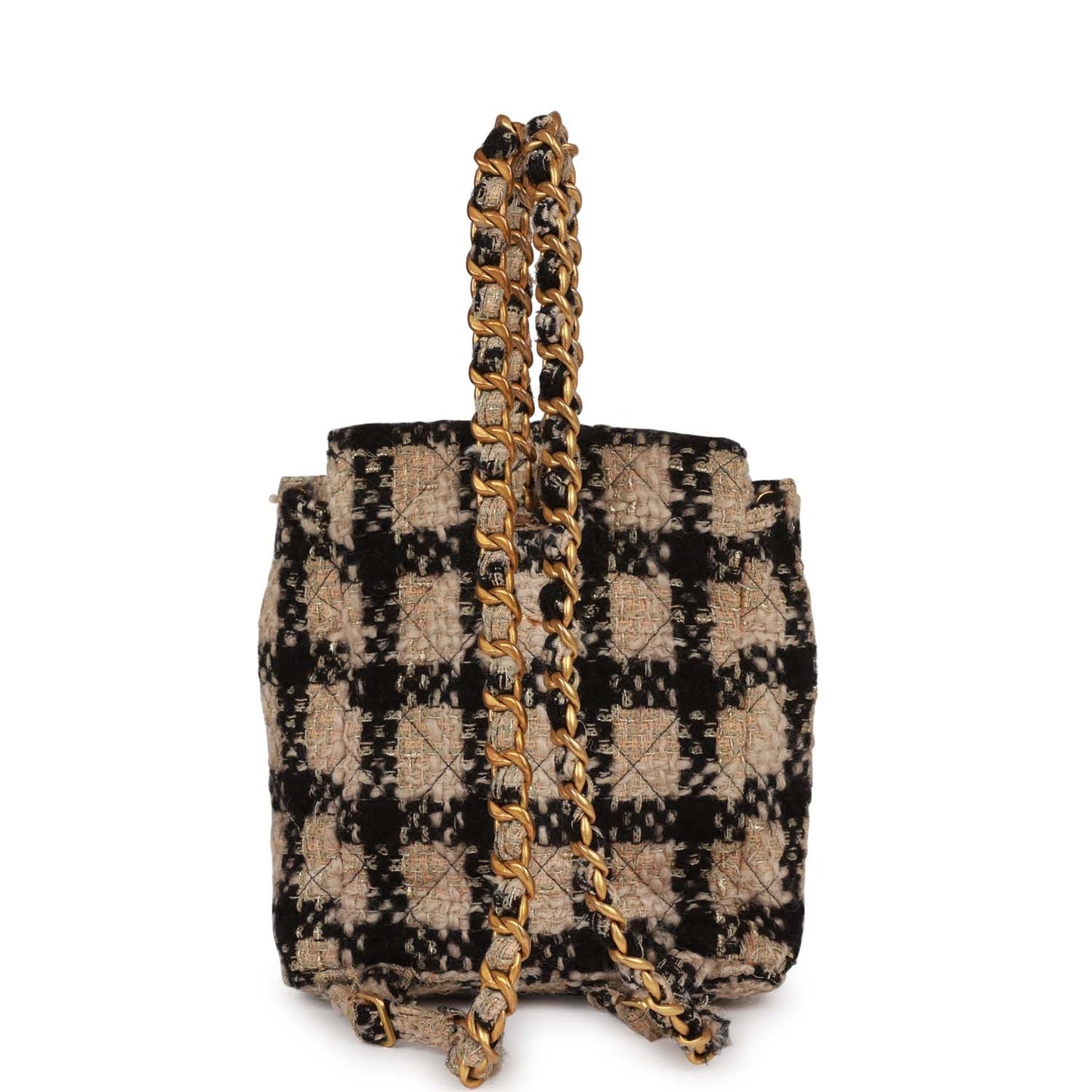 Vintage Chanel Duma  pack Beige and Black Tweed Gold Hardware