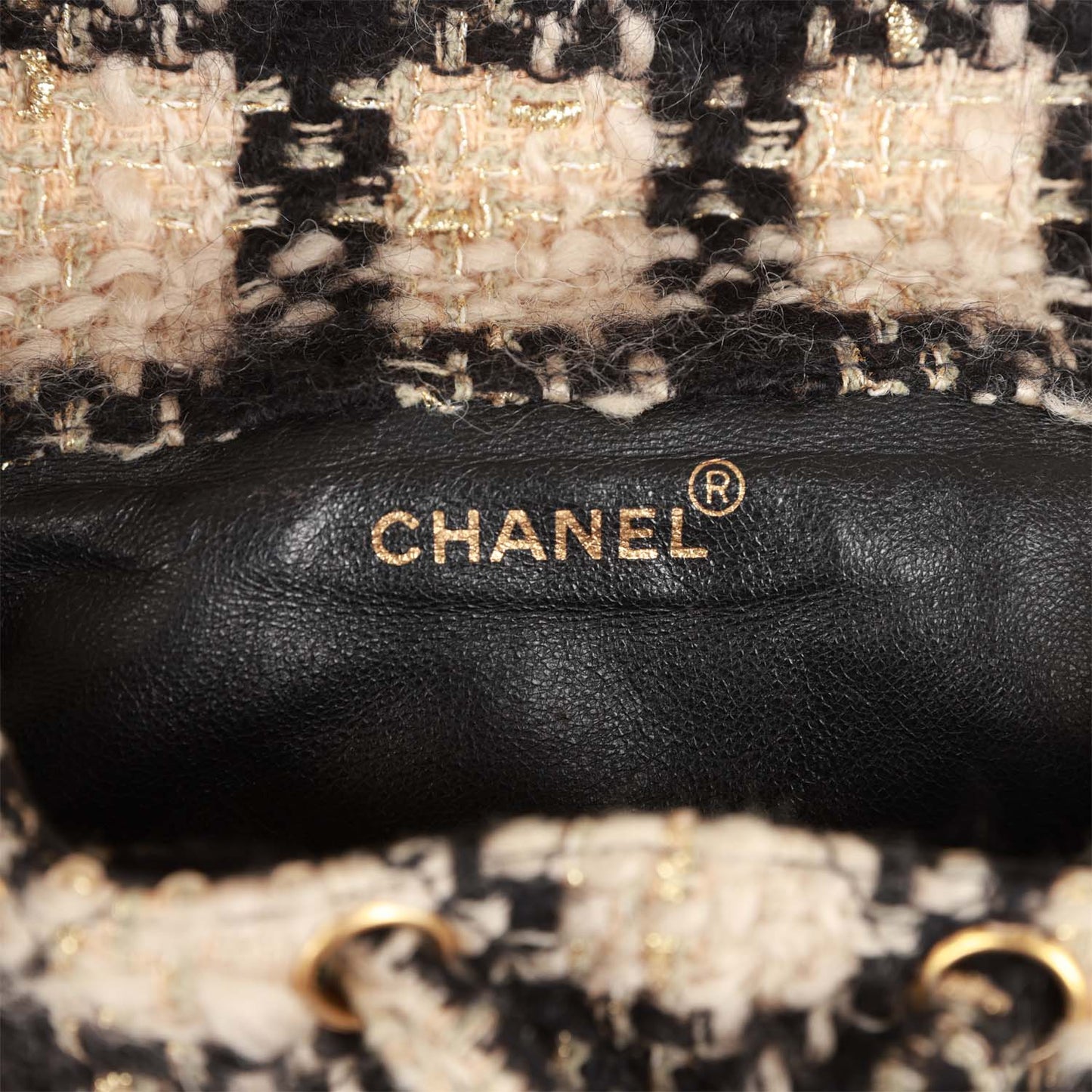 Vintage Chanel Duma  pack Beige and Black Tweed Gold Hardware