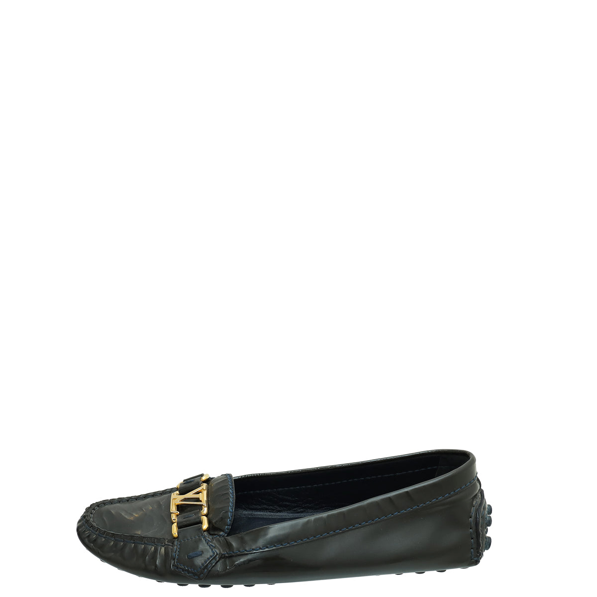 Louis Vuitton Navy Blue Vernis Oxford Loafer 37.5