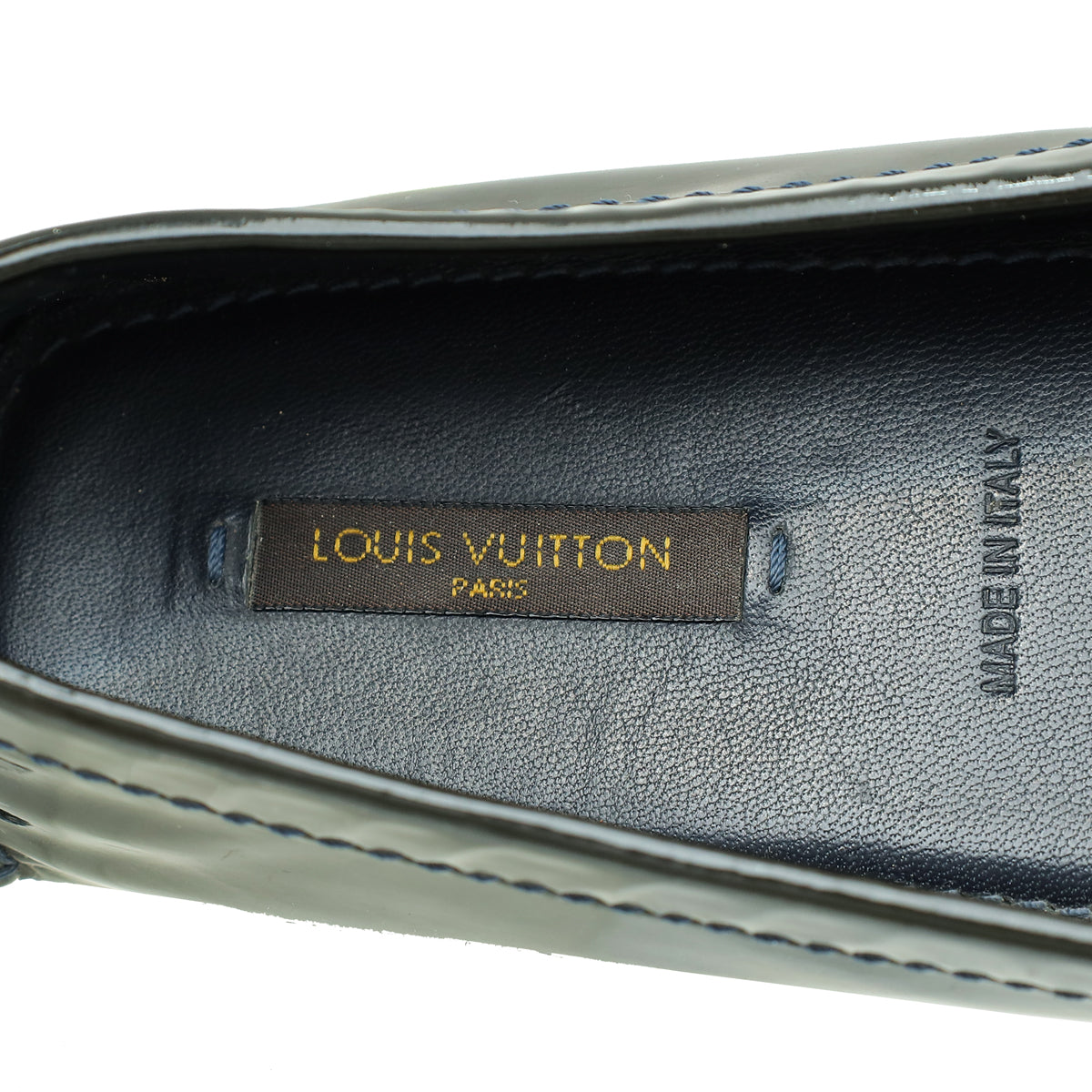 Louis Vuitton Navy Blue Vernis Oxford Loafer 37.5