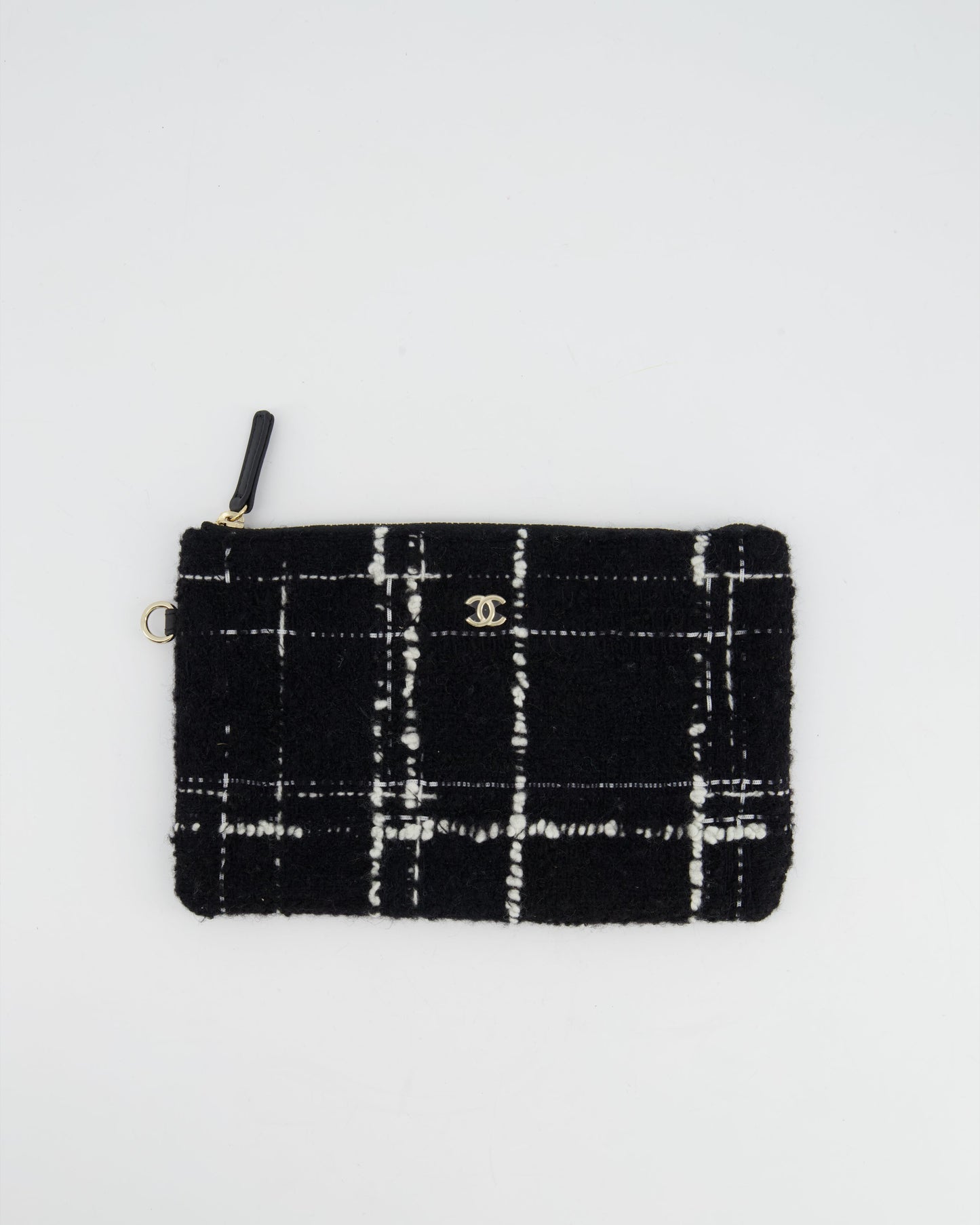 *RUNWAY PIECE* Chanel Fall / Winter 2022 Medium Black and White Wool Deauville Tote Bag with Multicolour Logo and Champagne Gold Hardware