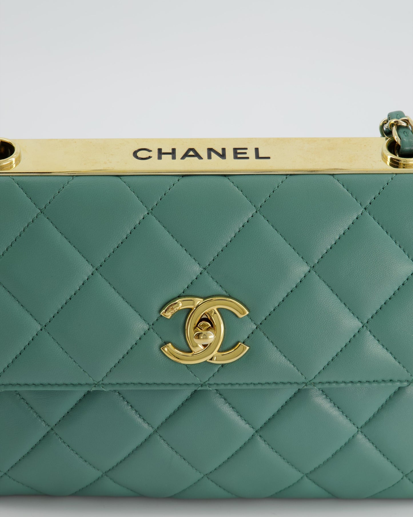 Chanel Teal Trendy CC Shoulder Bag in Lambskin Leather with Gold Hardware
