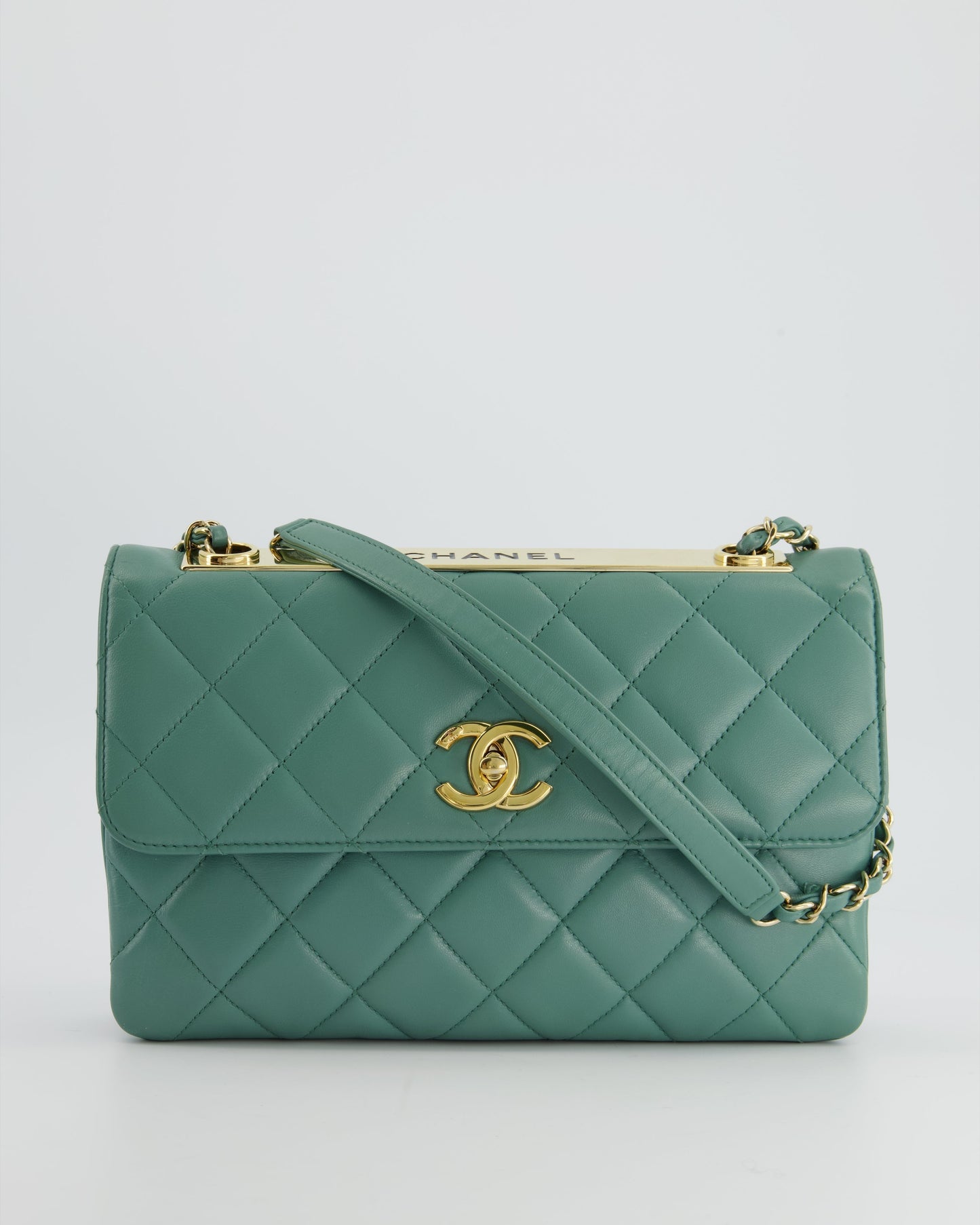 Chanel Teal Trendy CC Shoulder Bag in Lambskin Leather with Gold Hardware