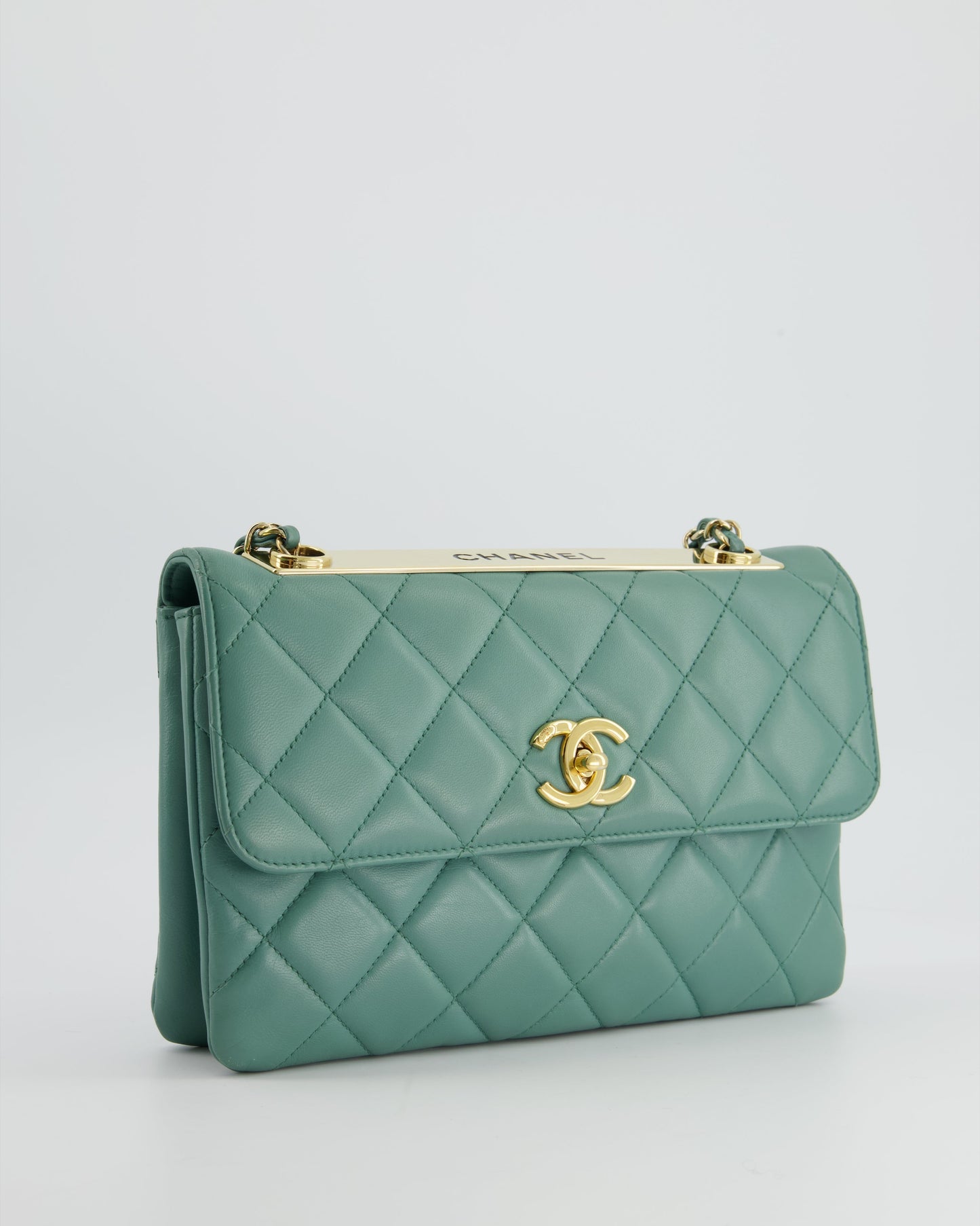 Chanel Teal Trendy CC Shoulder Bag in Lambskin Leather with Gold Hardware