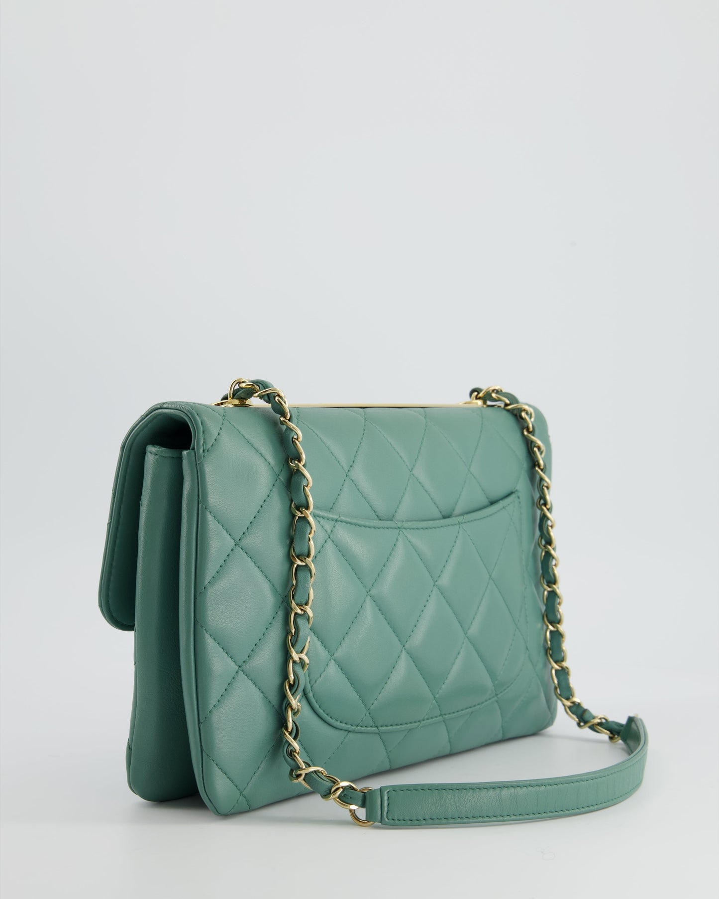 Chanel Teal Trendy CC Shoulder Bag in Lambskin Leather with Gold Hardware