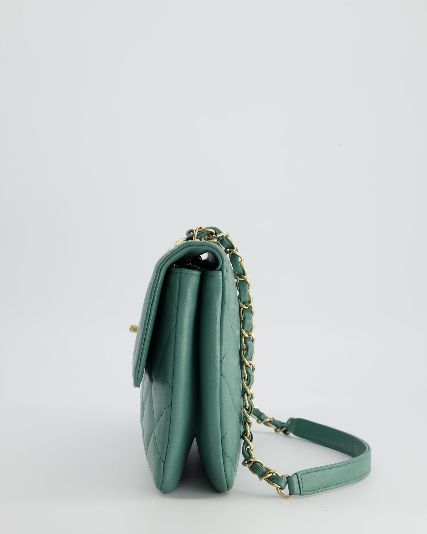 Chanel Teal Trendy CC Shoulder Bag in Lambskin Leather with Gold Hardware