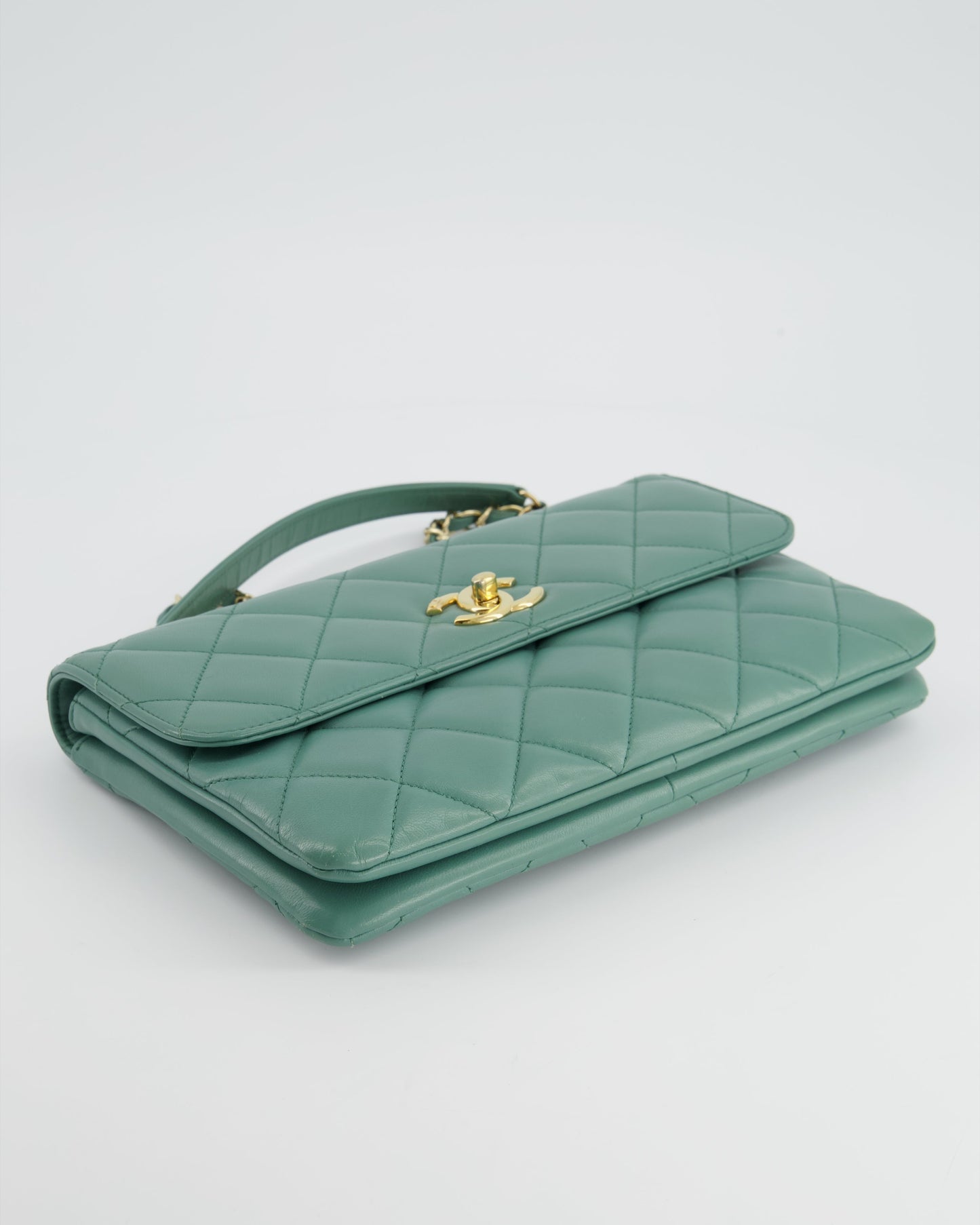 Chanel Teal Trendy CC Shoulder Bag in Lambskin Leather with Gold Hardware