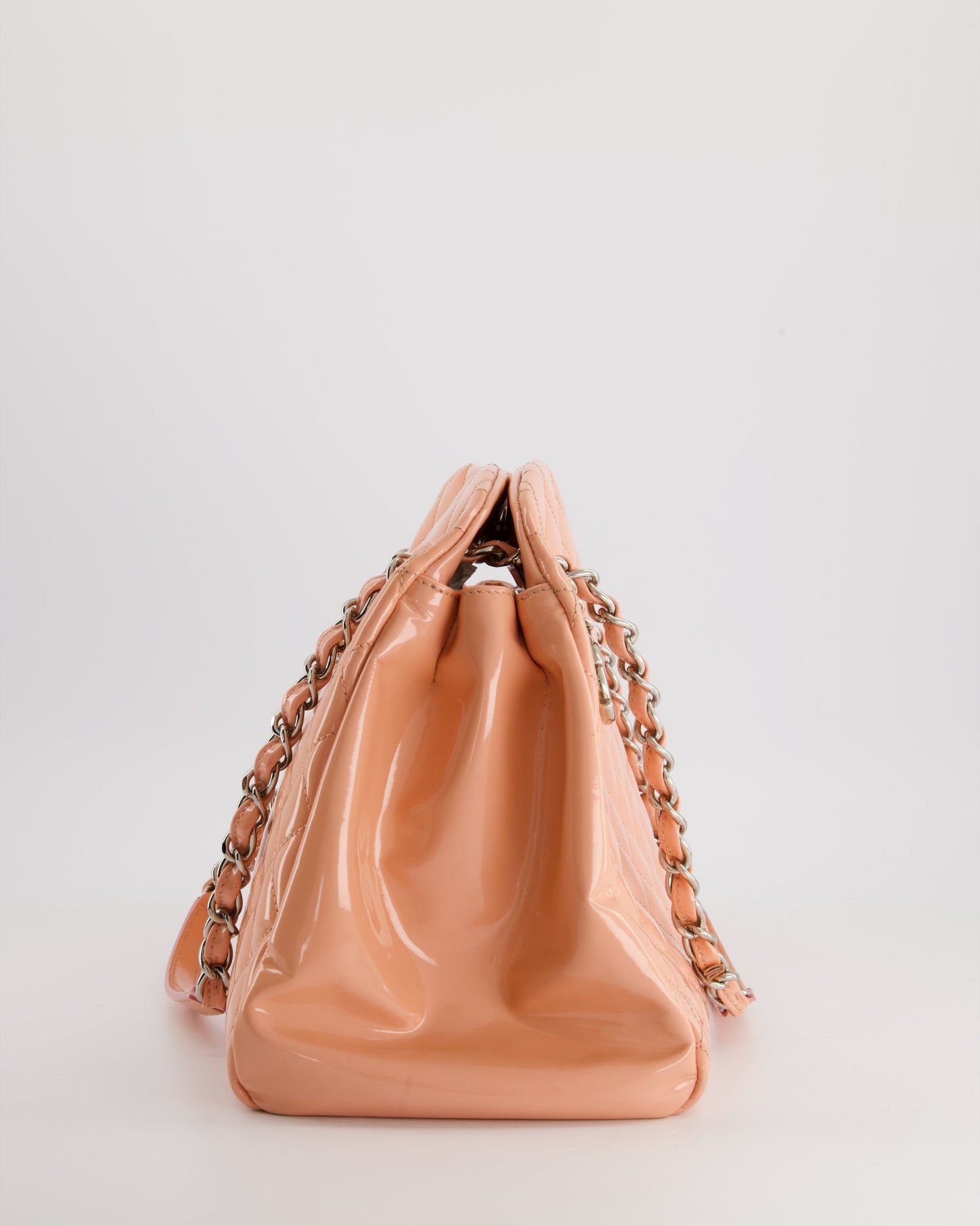 Chanel Pink Patent Mademoiselle Shoulder Bag with Silver Hardware