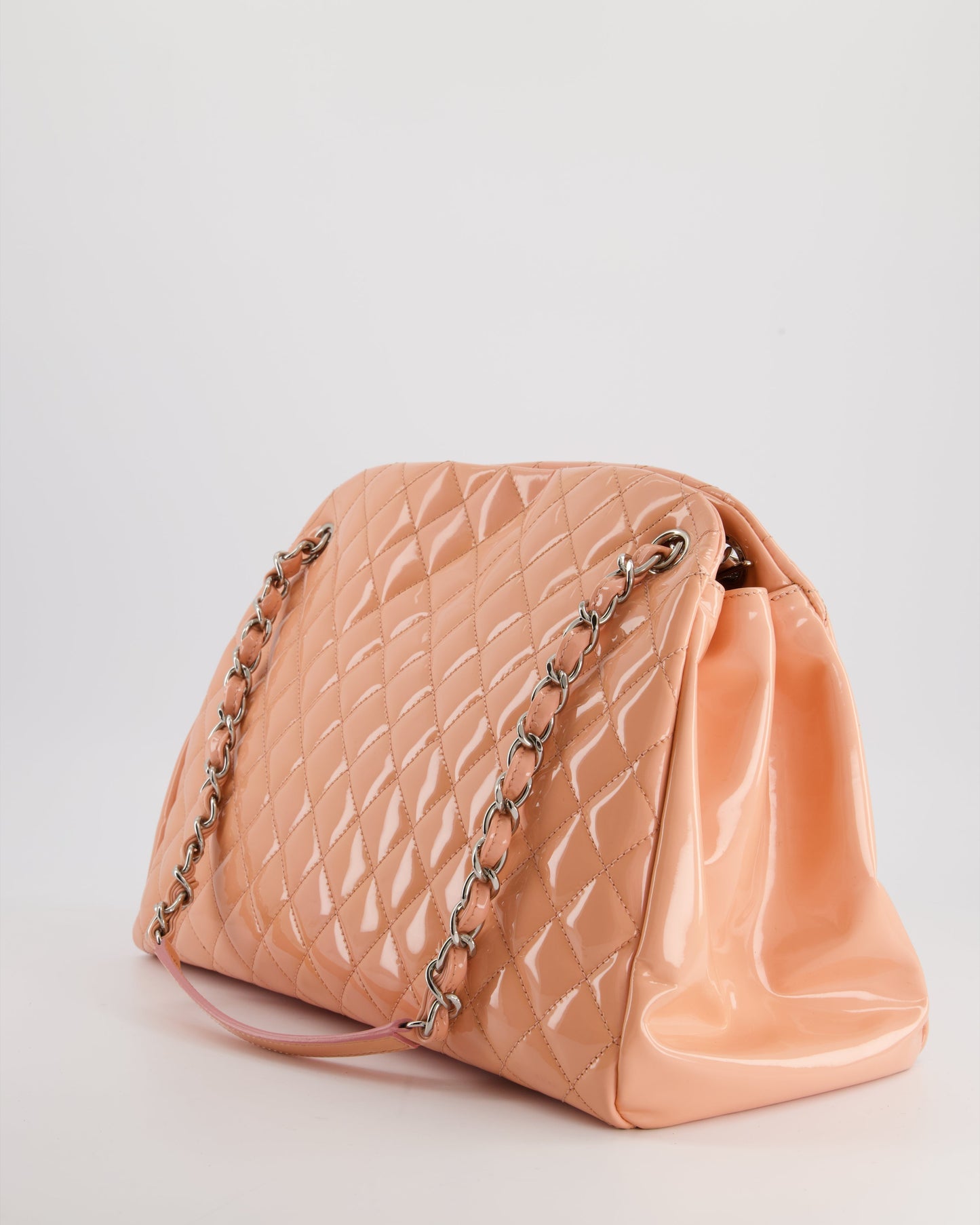 Chanel Pink Patent Mademoiselle Shoulder Bag with Silver Hardware