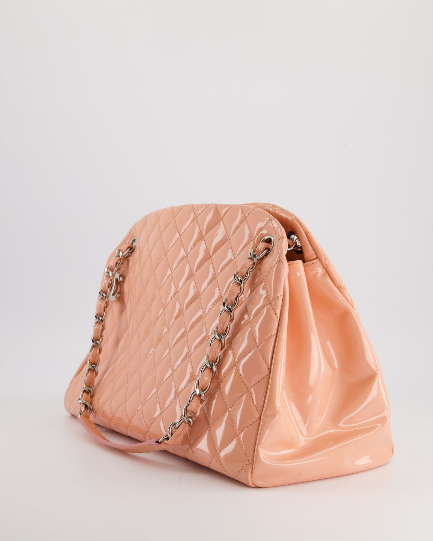 Chanel Pink Patent Mademoiselle Shoulder Bag with Silver Hardware
