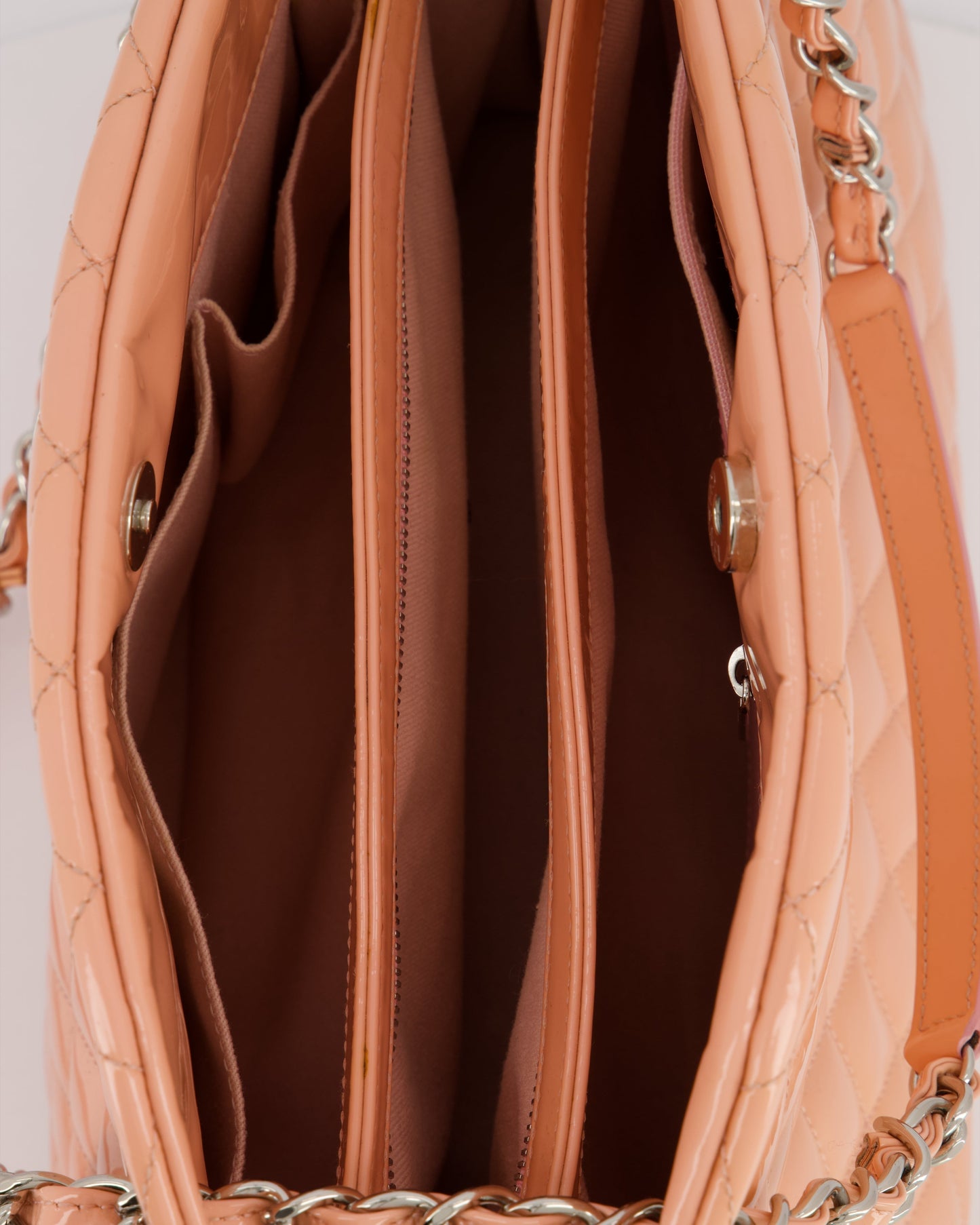 Chanel Pink Patent Mademoiselle Shoulder Bag with Silver Hardware