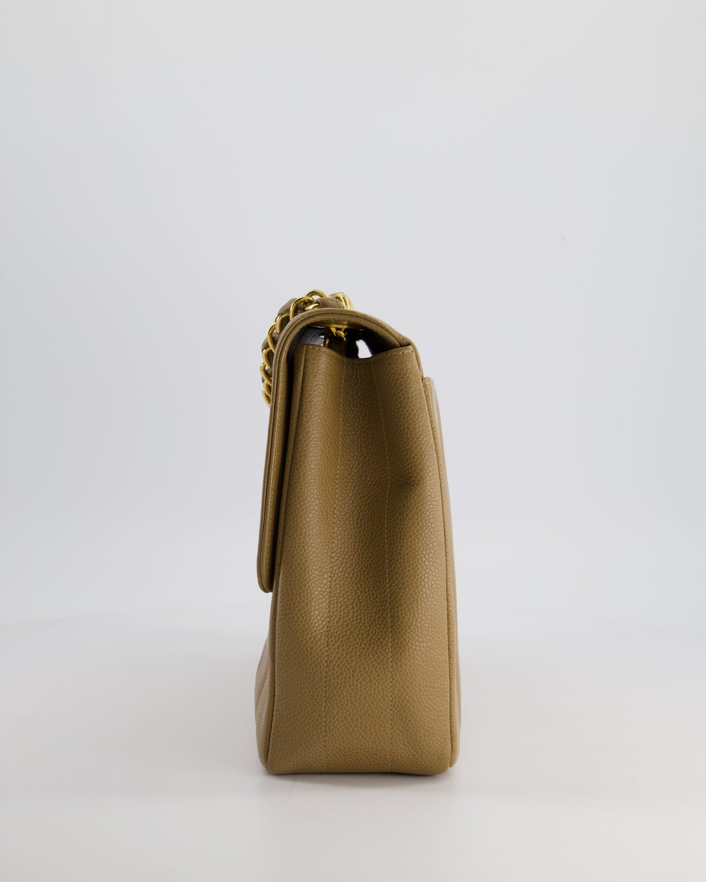 VINTAGE* Chanel Caramel Jumbo Mademoiselle Caviar Flap Bag with Vertical Stitch Detail & 24K Gold Hardware