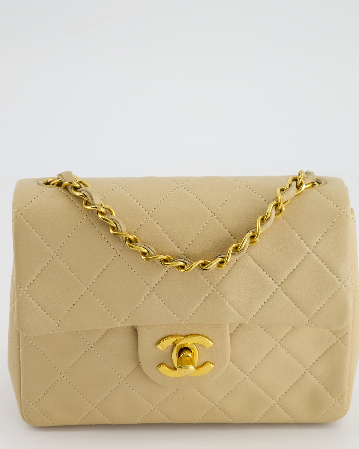VINTAGE* Chanel Chai Vintage Mini Square Bag in Lambskin Leather with 24K Gold Hardware